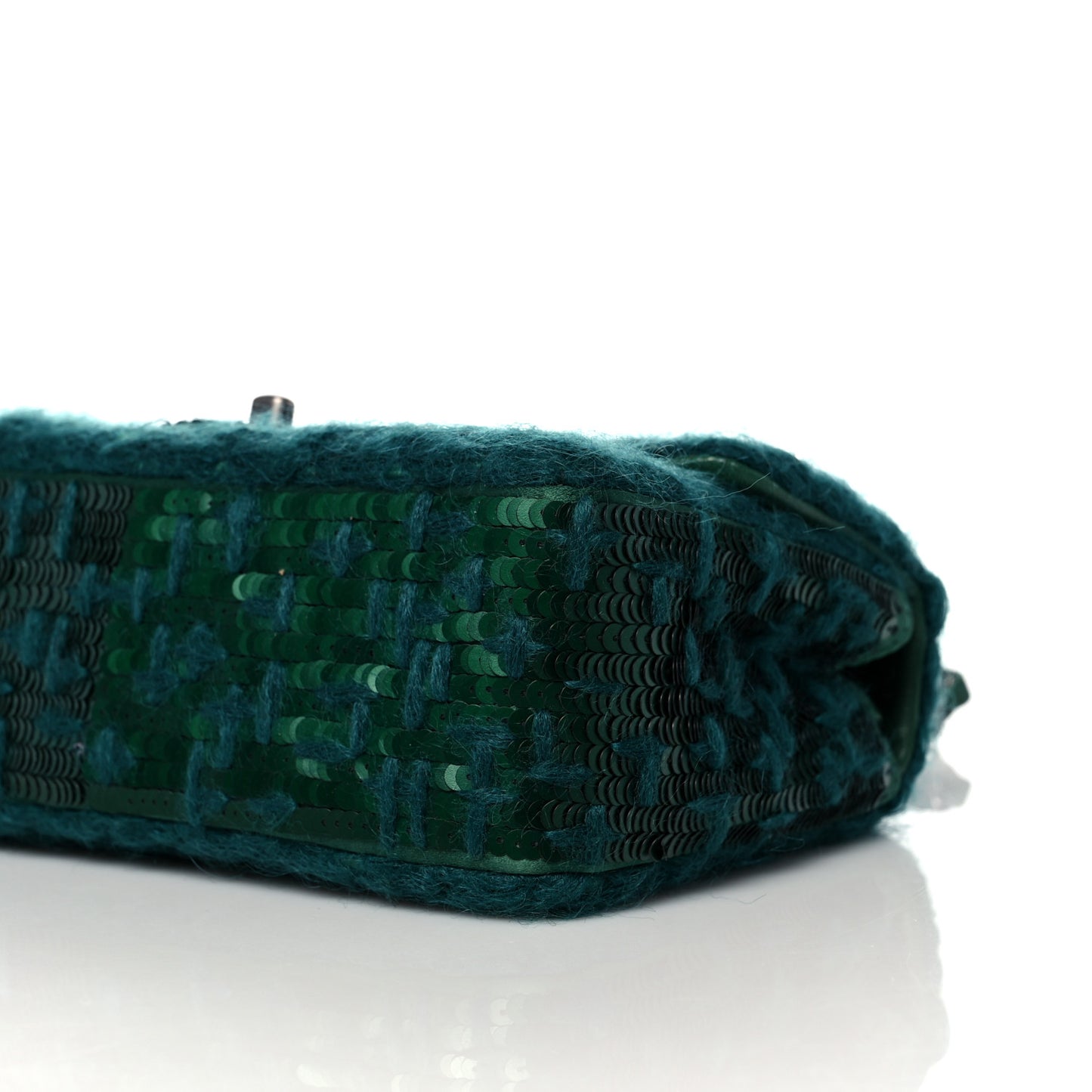 Tweed Braid Sequin Mini Flap Green