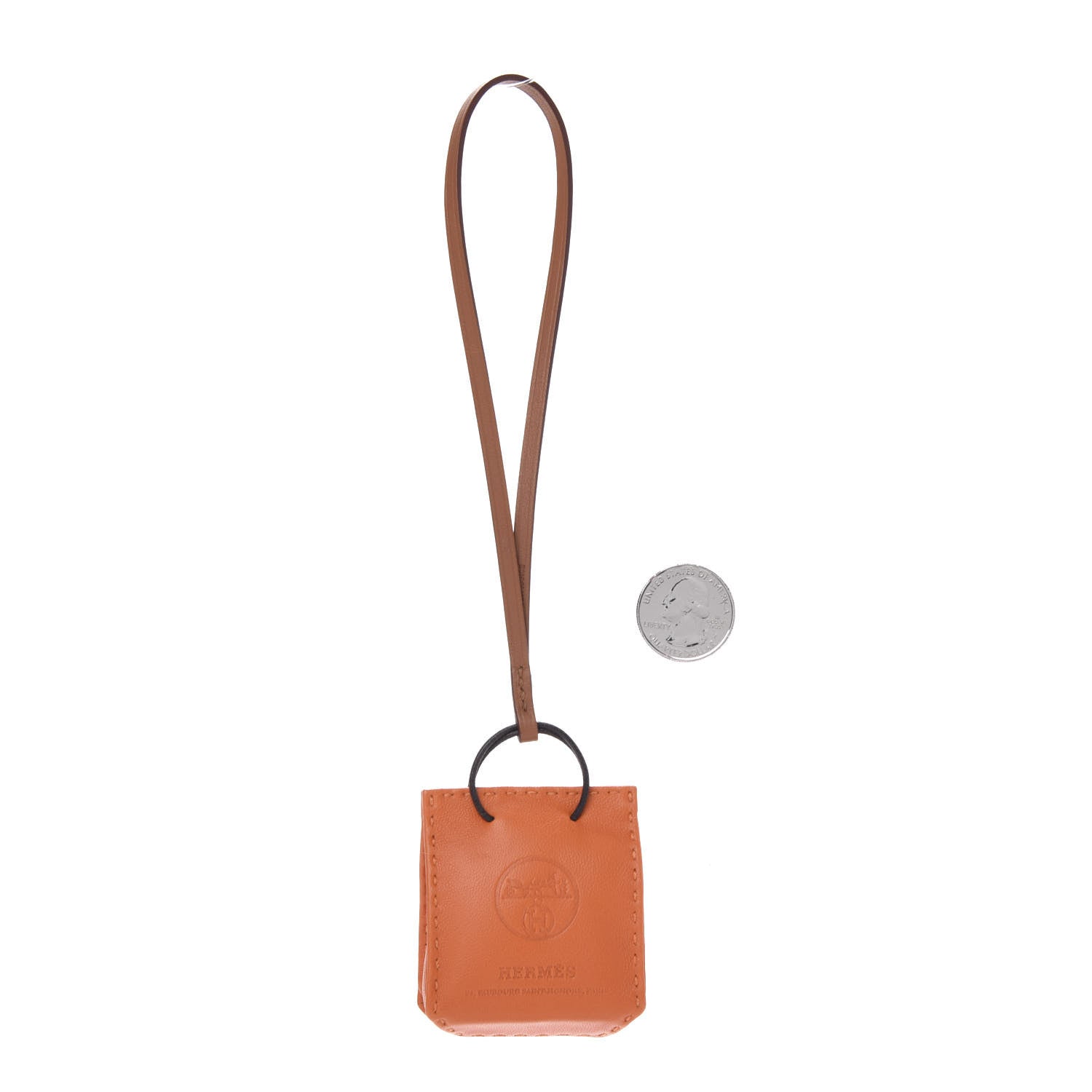 Hermes Milo Lambskin Swift Shopping Bag Charm Feu Gold 2 of 6