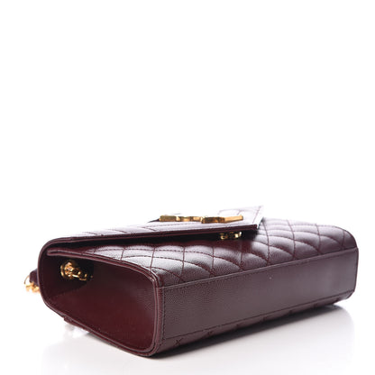 Saint Laurent Grain De Poudre Textured Mixed Matelasse Triquilt Small Monogram Satchel Burgundy 4 of 9