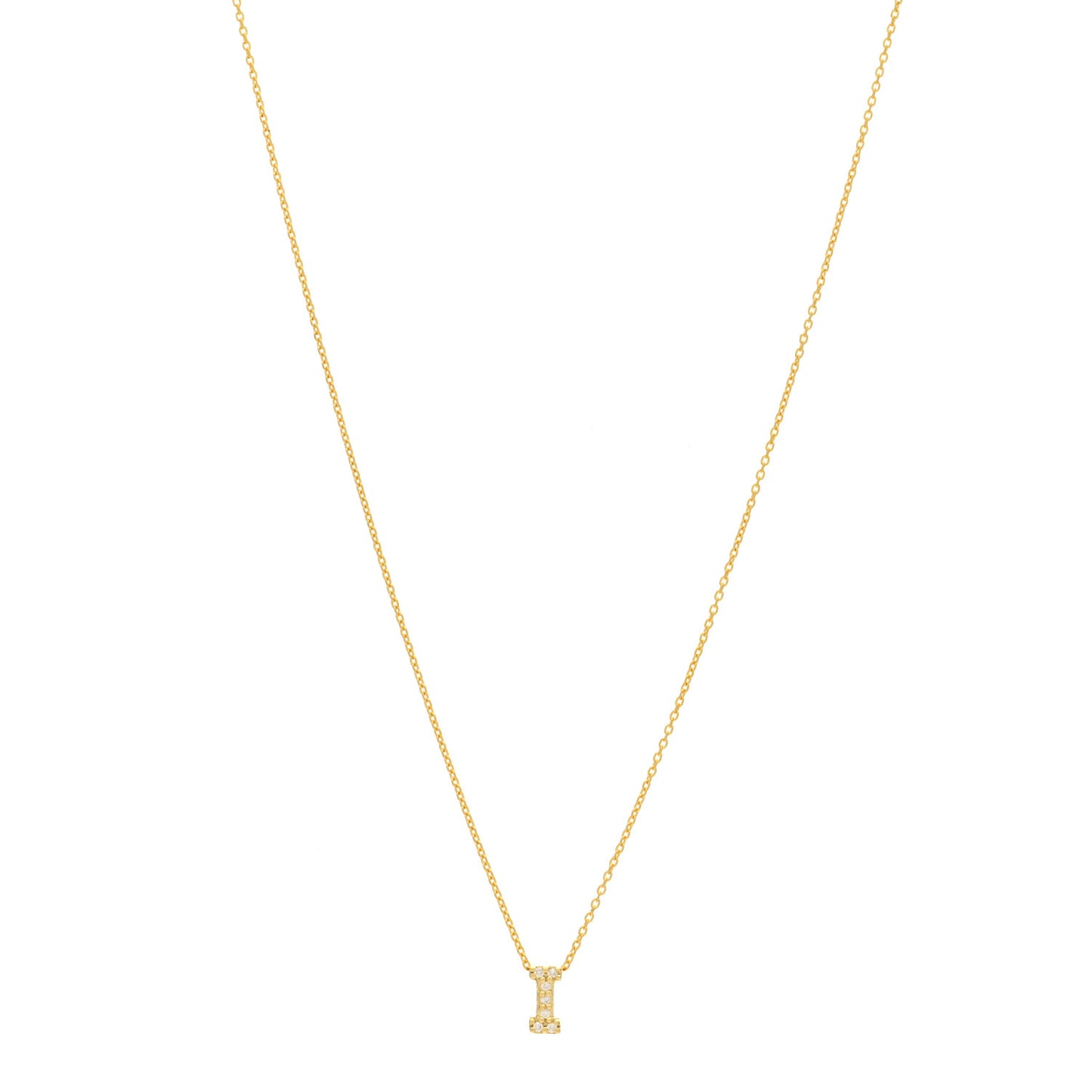 18K Yellow Gold Diamond Love Letter I Pendant Necklace