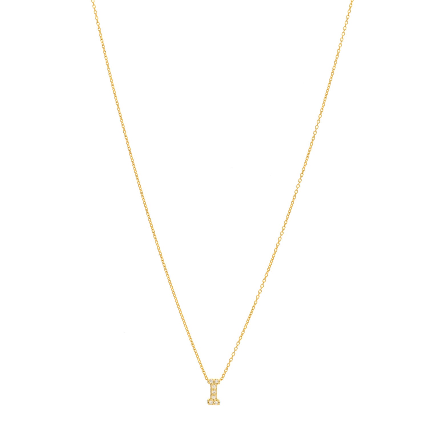 Roberto Coin 18K Yellow Gold Diamond Love Letter I Pendant Necklace 1 of 4