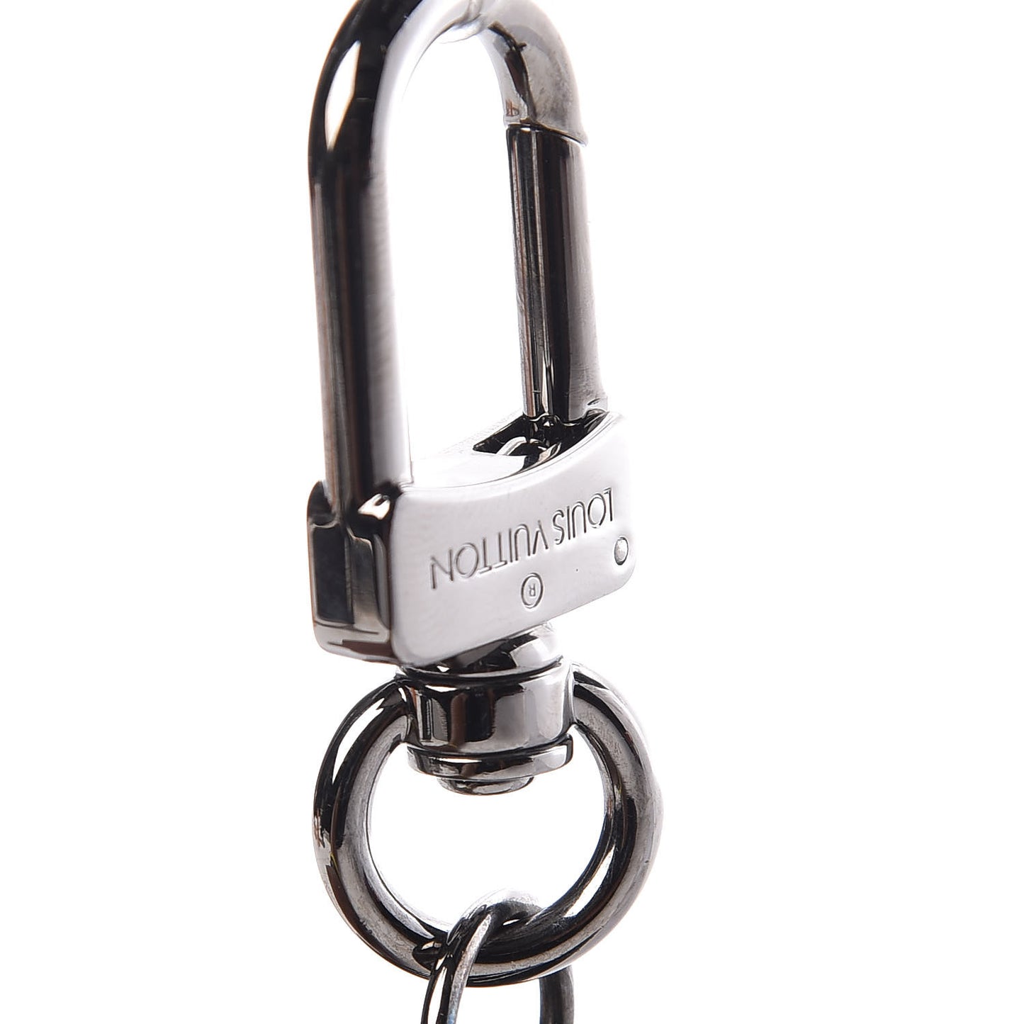 Metallic Monogram LV Bag Charm Key Holder Silver