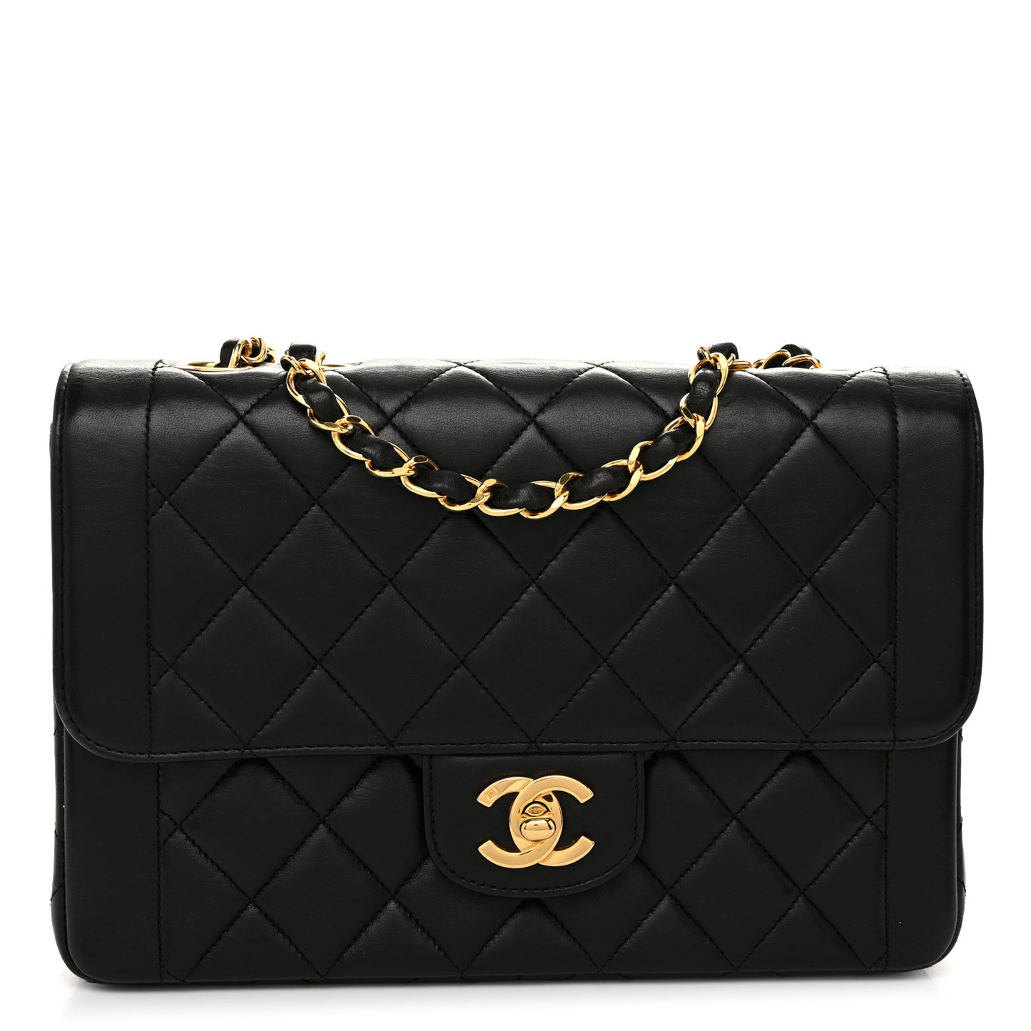 Lambskin Quilted Small Single Flap Black