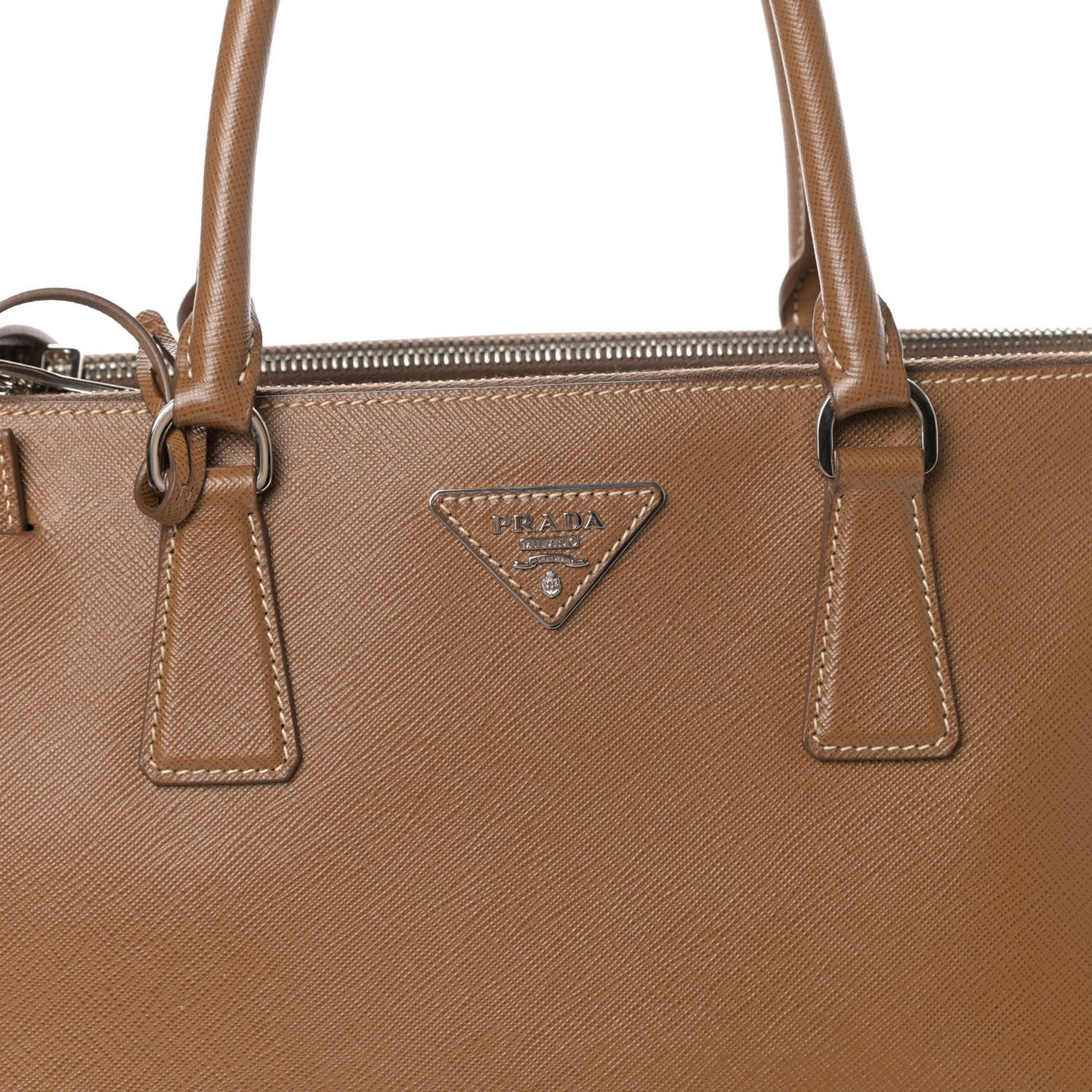 Saffiano Medium Galleria Double Zip Tote Cannella Talco