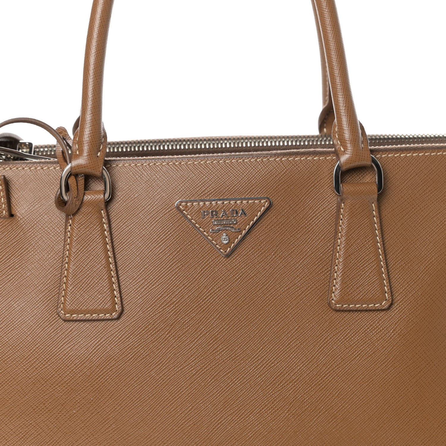 Prada Saffiano Medium Galleria Double Zip Tote Cannella Talco 8 of 10