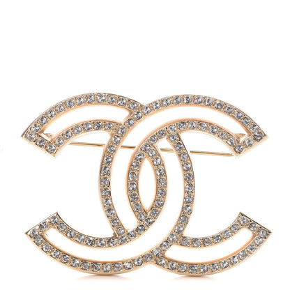 Chanel Crystal CC Brooch Light Gold 1 of 5