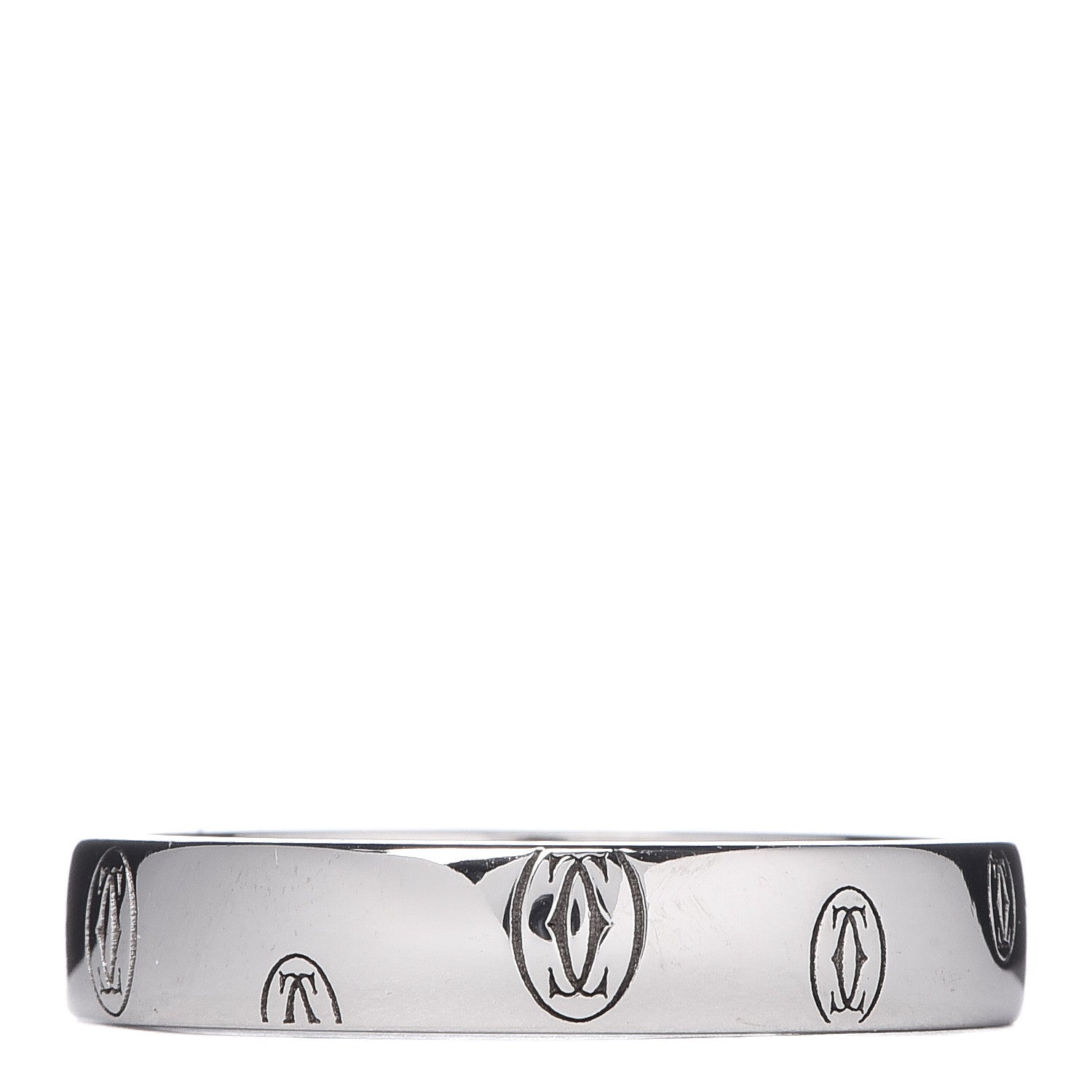 Cartier 18K White Gold 4mm Happy Birthday Band Ring 55 7.25 1 of 4