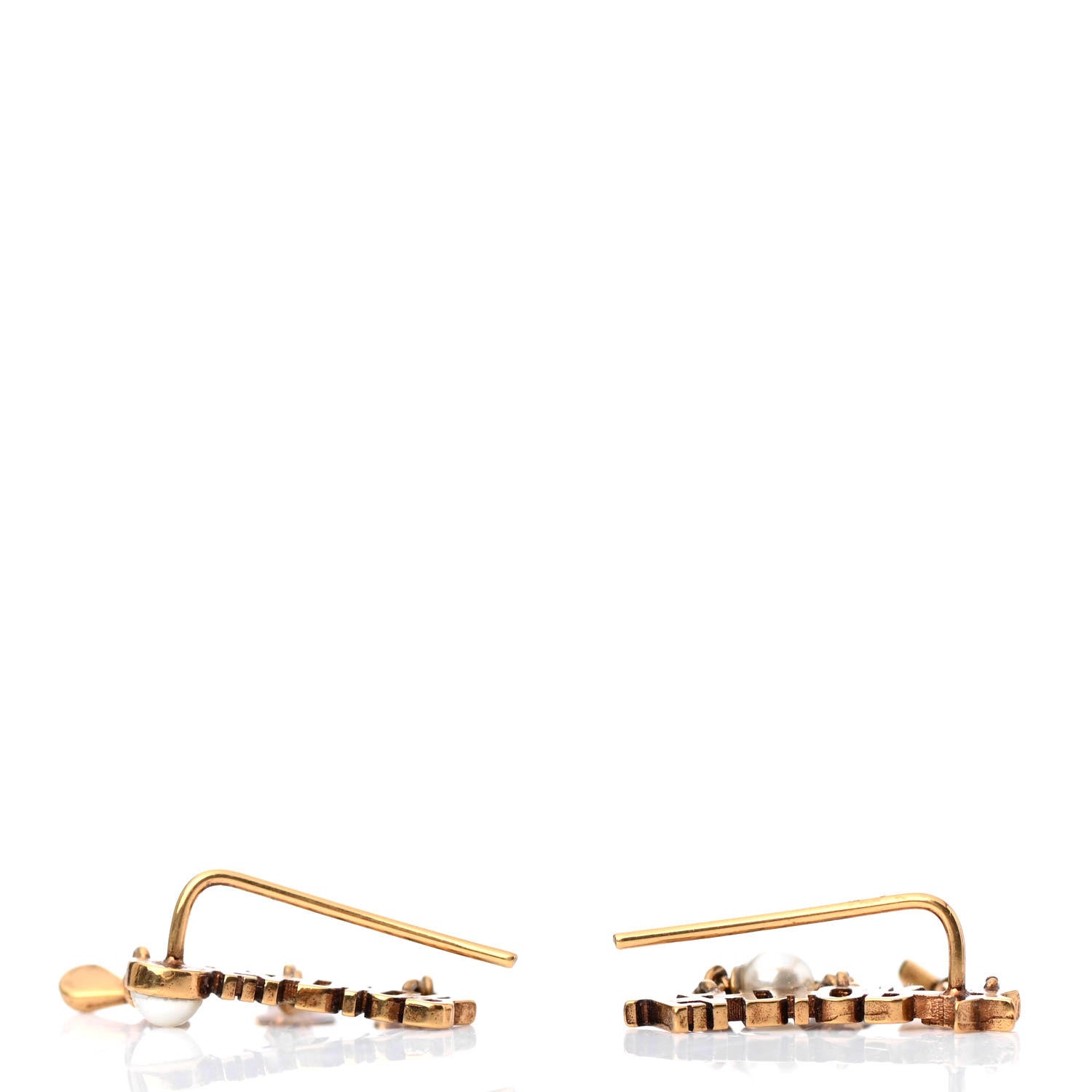 Christian Dior Pearl Crystal J'Adior Earrings Aged Gold 3 of 3