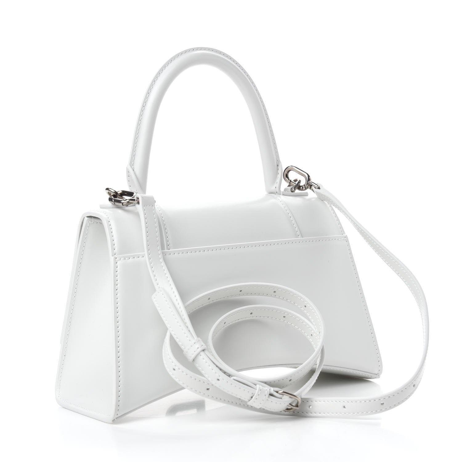 Balenciaga Shiny Box Calfskin Tonal B Small Hourglass Top Handle Bag White 3 of 11