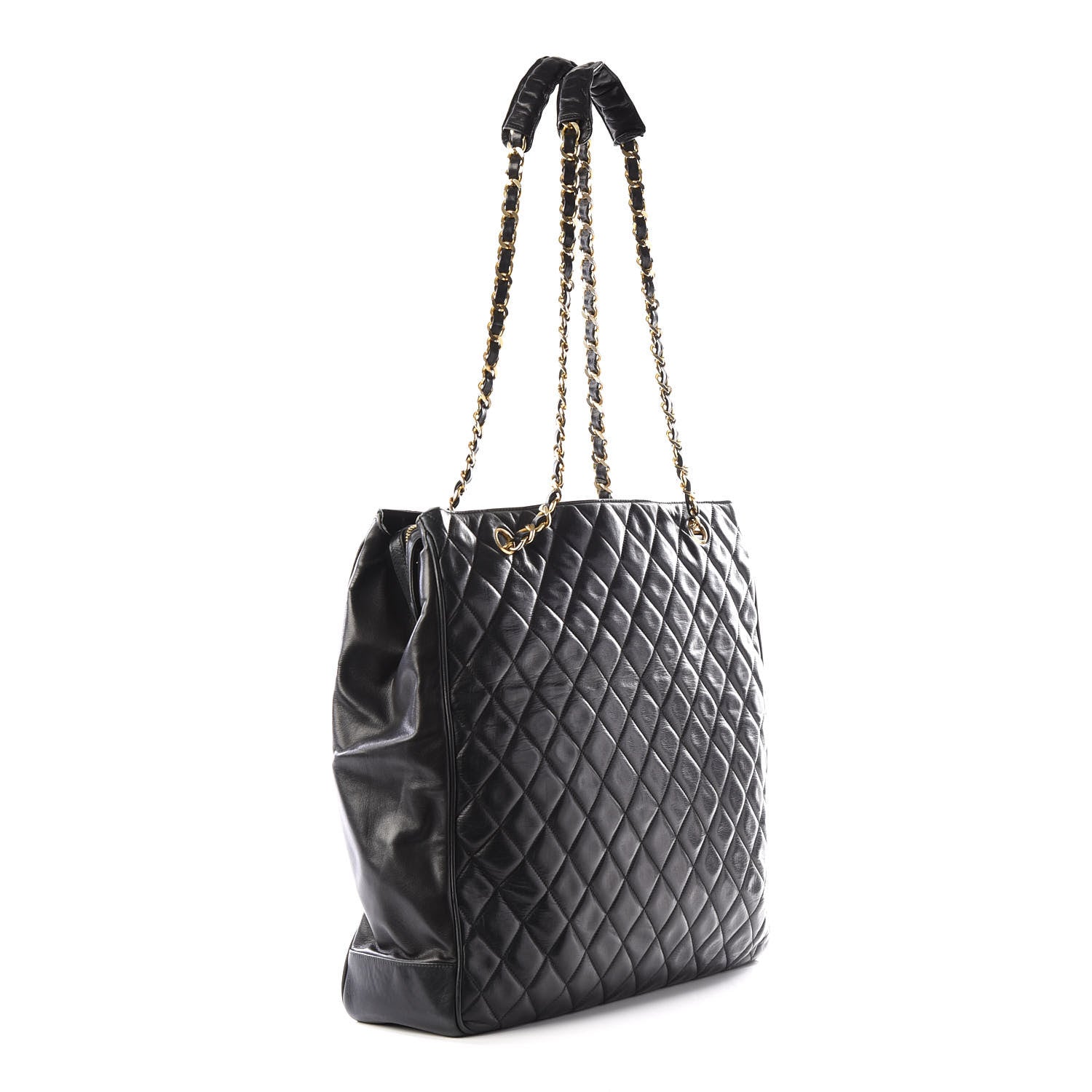 Chanel Lambskin Quilted Shopping Tote Black 2 of 12