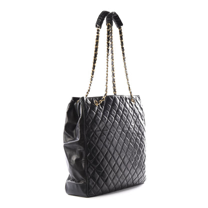 Chanel Lambskin Quilted Shopping Tote Black 2 of 12