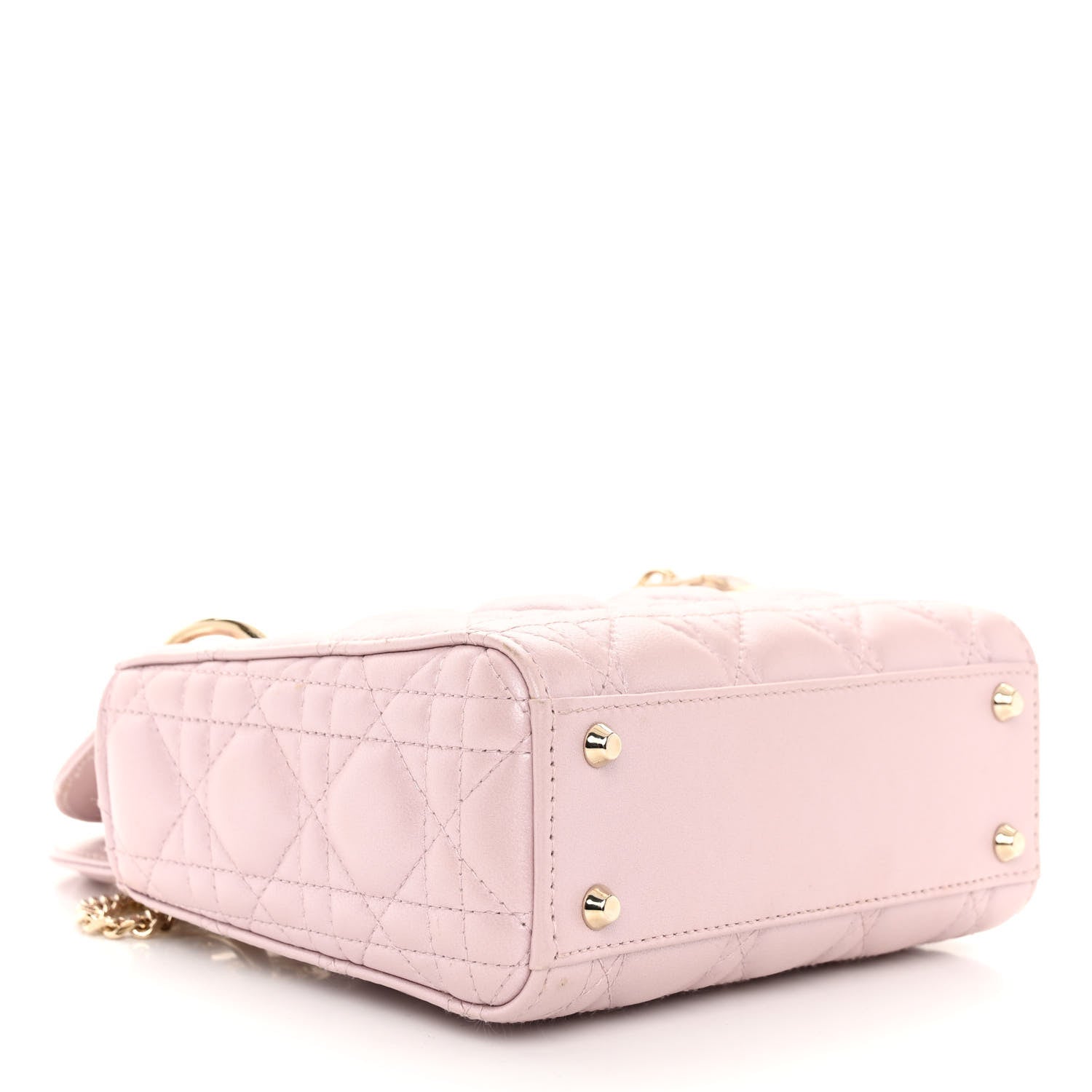 Christian Dior Metallic Lambskin Cannage Mini Lady Dior Lotus 4 of 10