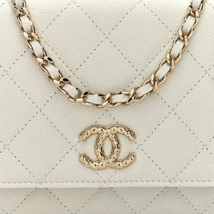 Chanel Caviar Quilted Chain CC Quilted Wallet On Chain WOC White 8 of 11