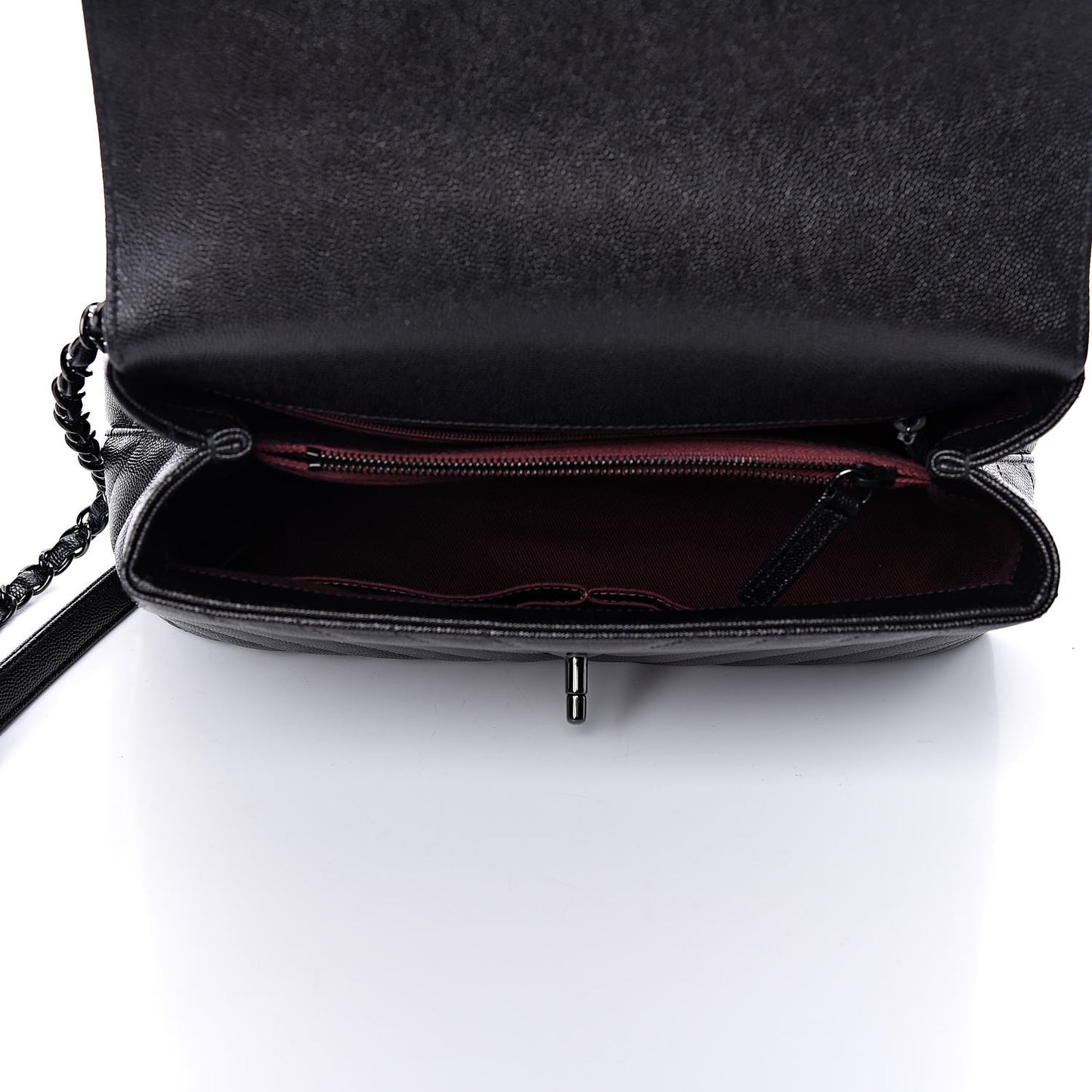 Caviar Chevron Quilted Small Coco Handle Flap So Black