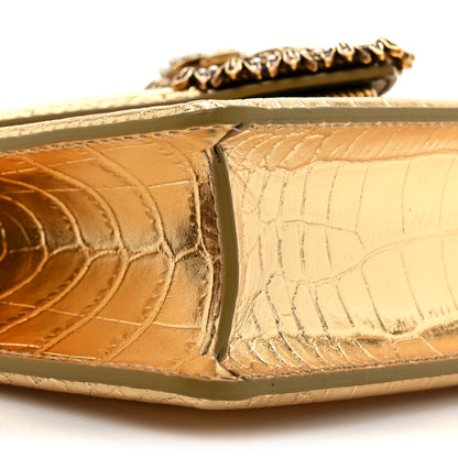 Dolce & Gabbana Metallic Calfskin Crocodile Embossed Mini Devotion Envelope Bag Gold 9 of 11