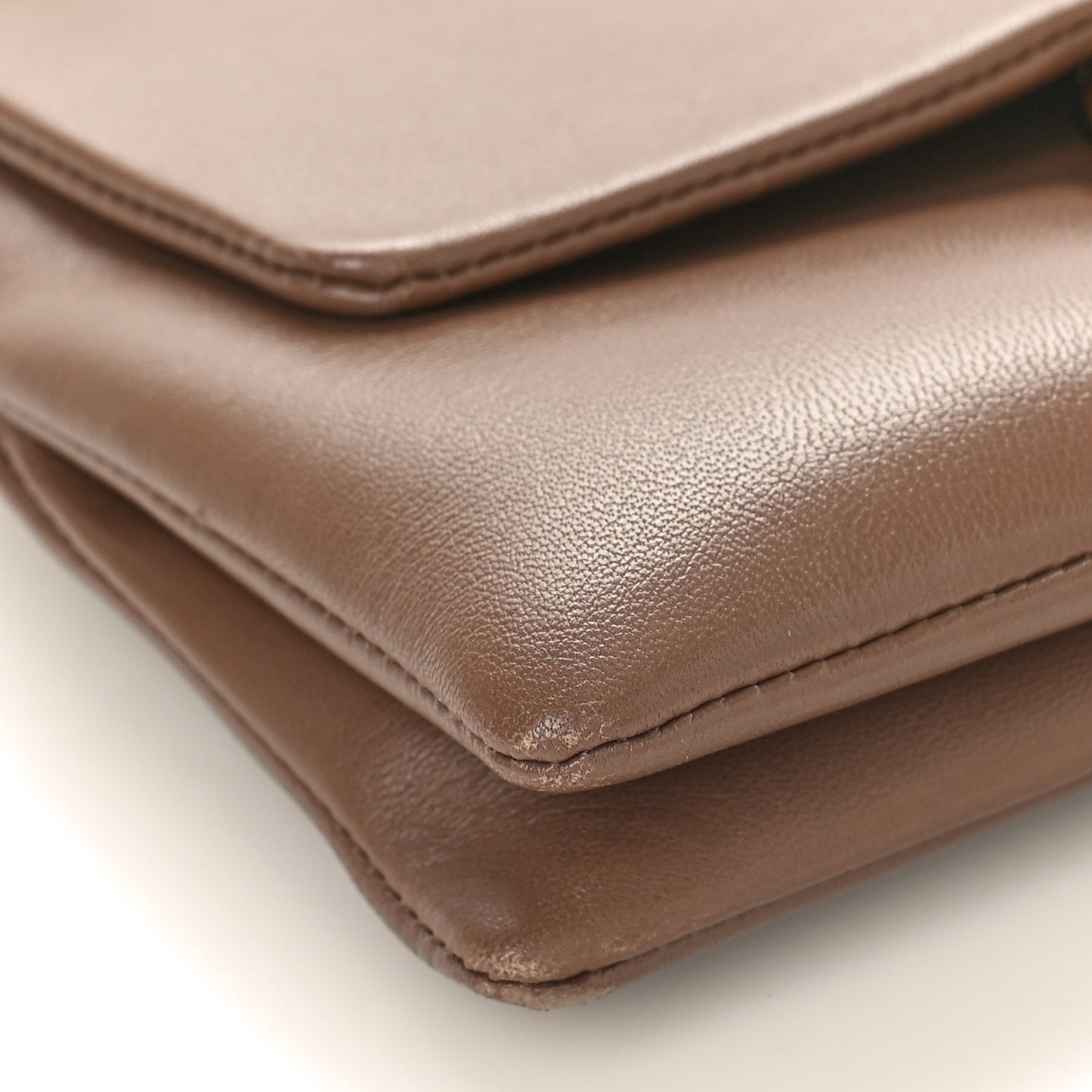 Lambskin Small Faye Top Handle Bag Brown