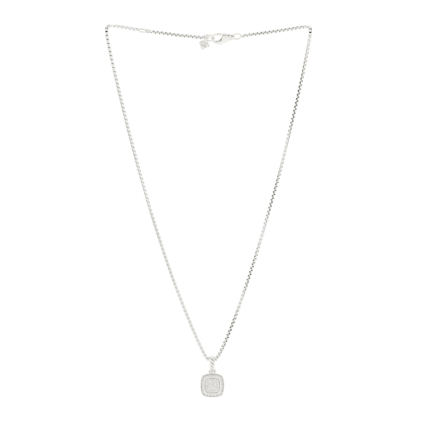 Sterling Silver Diamond Pave 7mm Petite Albion Pendant Necklace