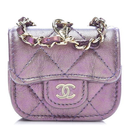 Chanel Iridescent Lambskin Quilted Airpods Pro Case Purple 1 of 11