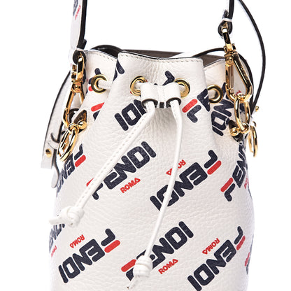 Fendi X FILA Calfskin F is Fendi Mania Fringe Mini Mon Tresor Bucket Bag White 11 of 11