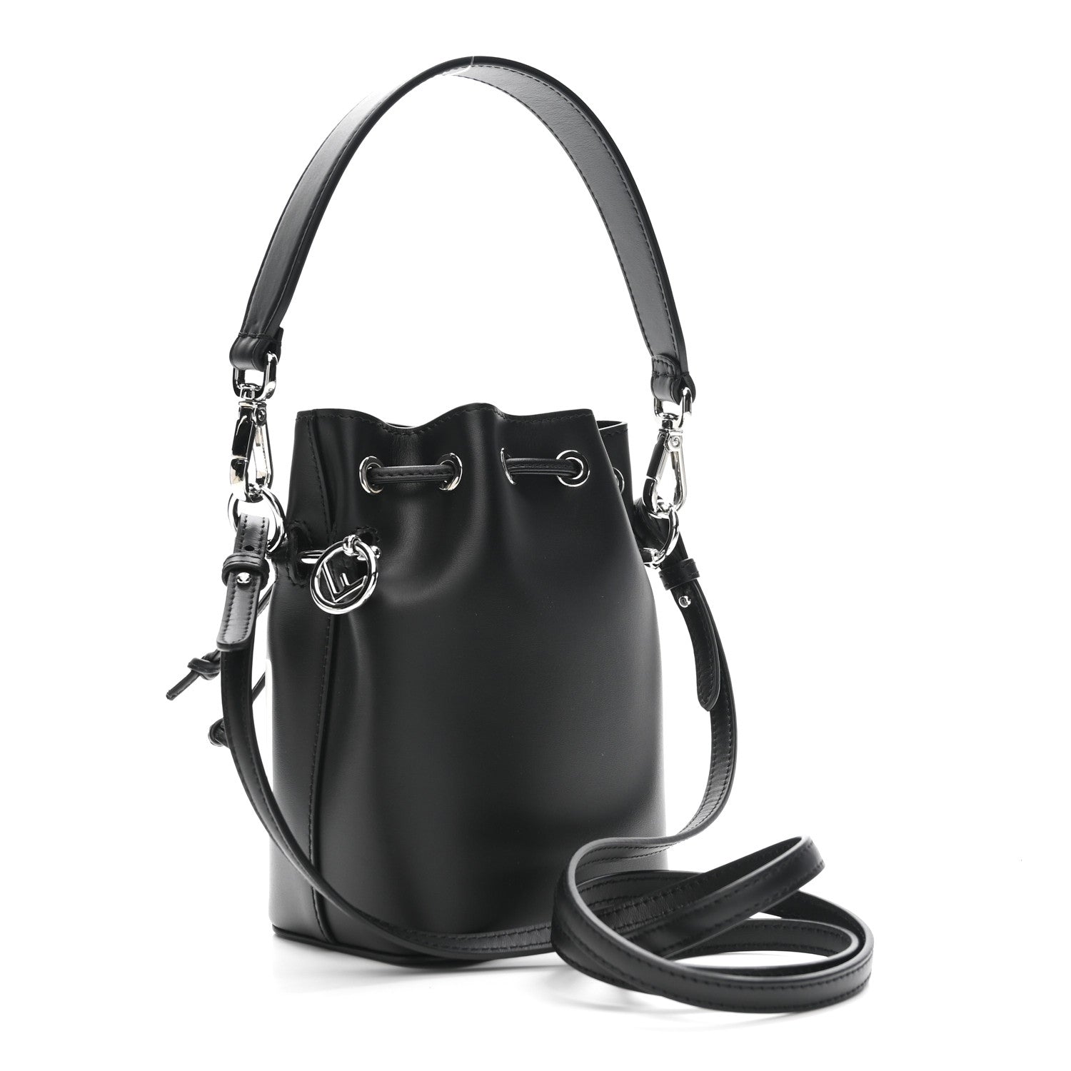 Fendi Vitello King F is Fendi Logo Embossed Mini Mon Tresor Bucket Bag Black 3 of 10