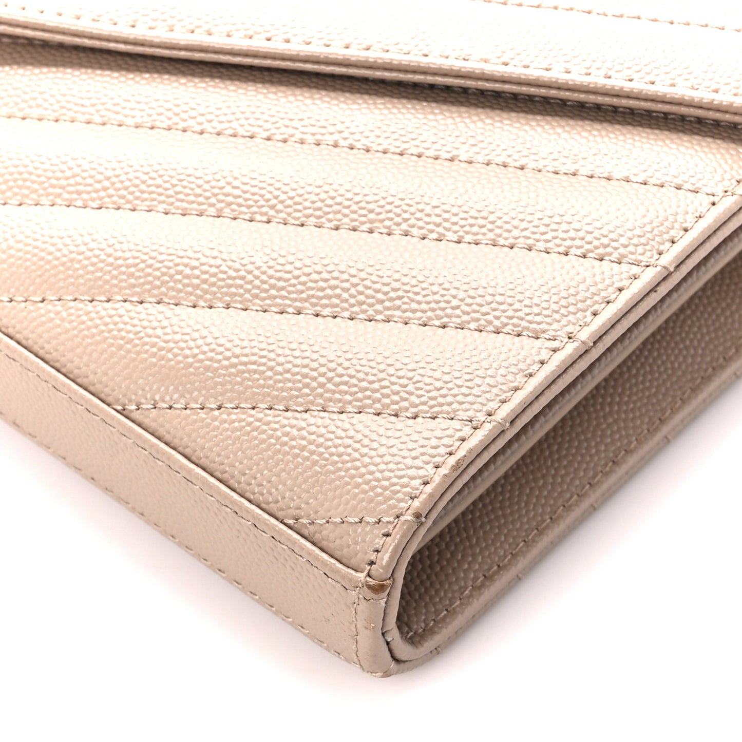Grain De Poudre Matelasse Chevron Monogram Chain Wallet Dark Beige