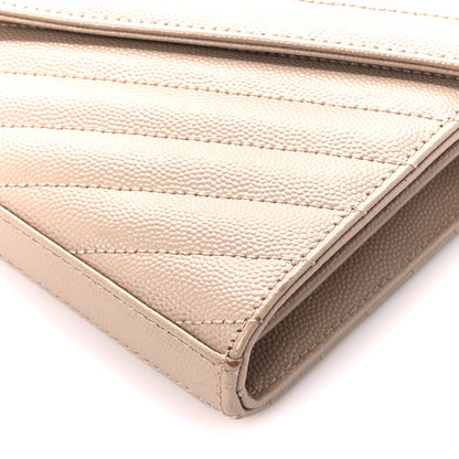 Saint Laurent Grain De Poudre Matelasse Chevron Monogram Chain Wallet Dark Beige 10 of 14