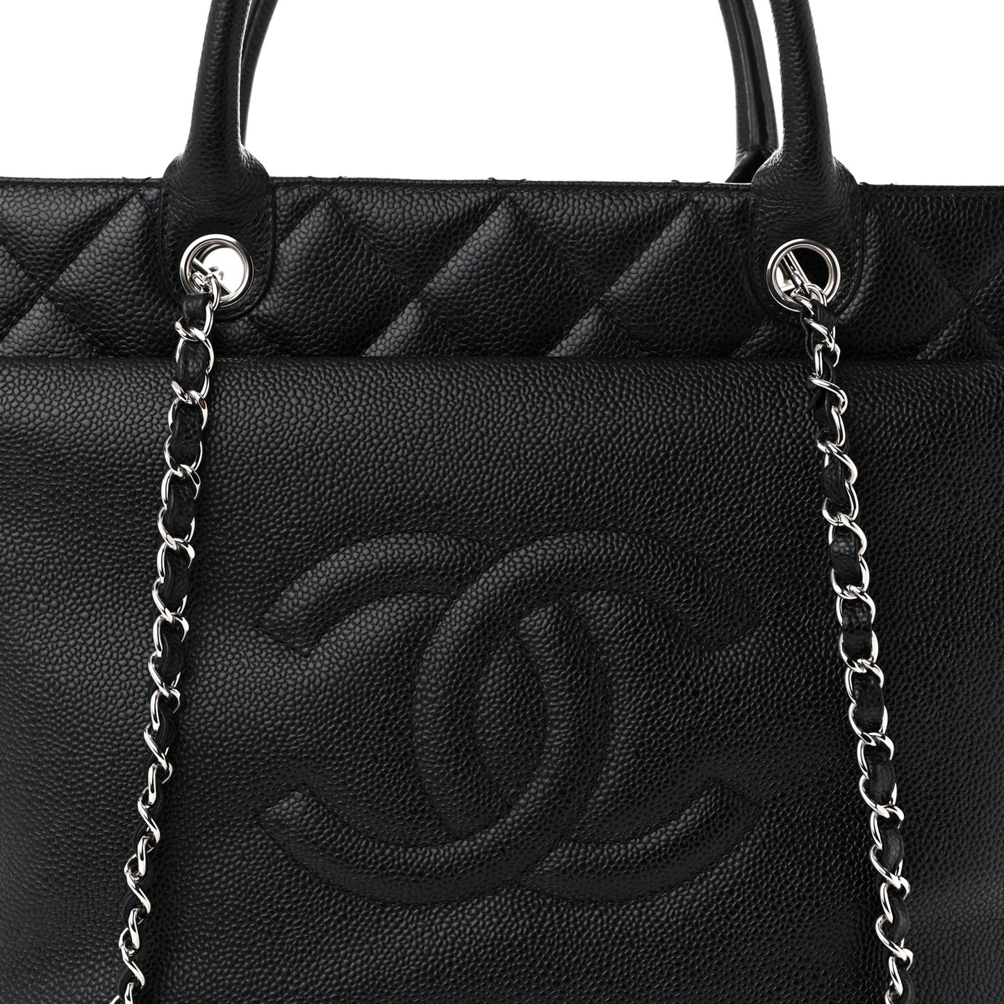 Soft Caviar CC Medium Top Handle Tote Black