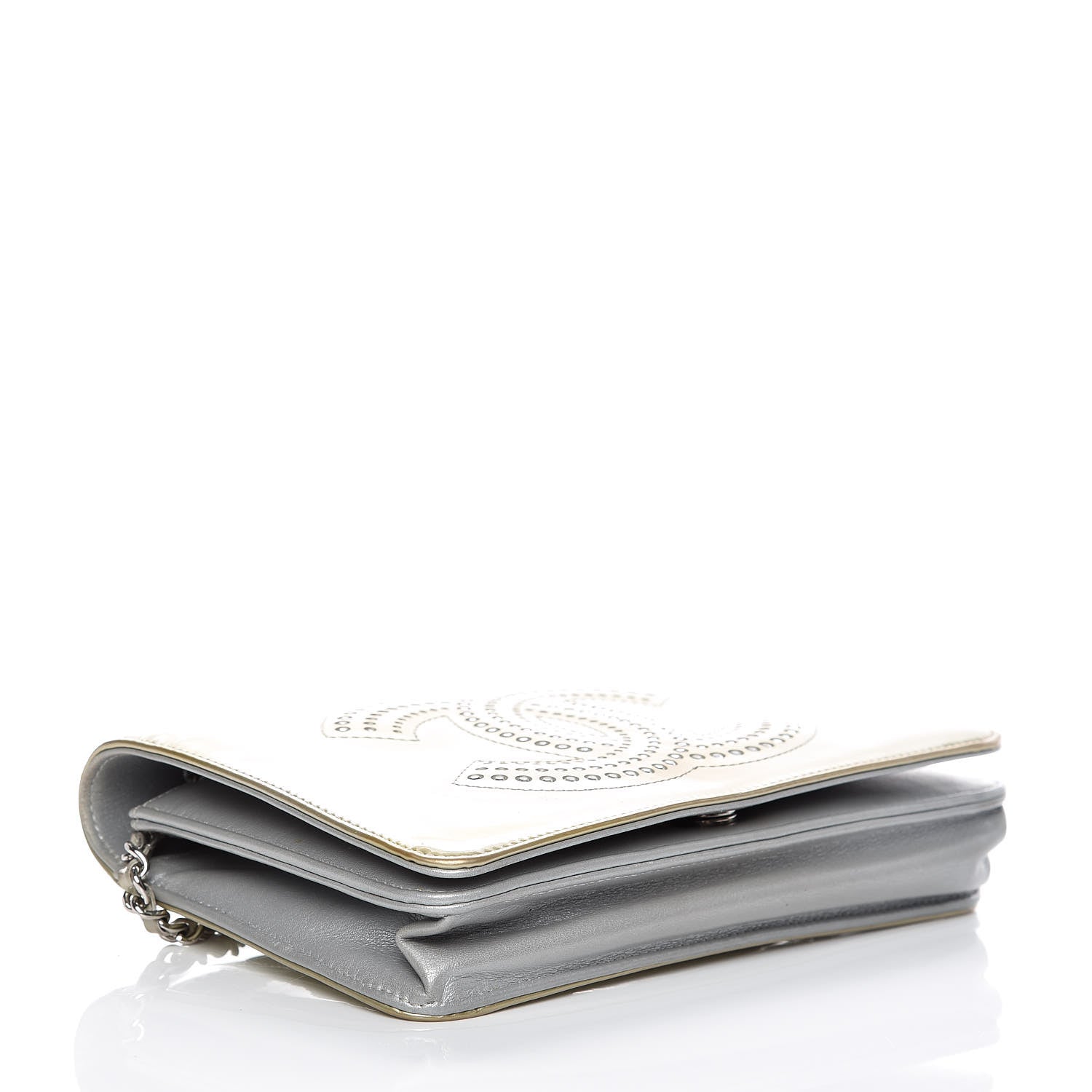 Chanel Patent Strass Wallet On Chain WOC Silver 4 of 16