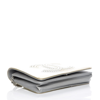 Chanel Patent Strass Wallet On Chain WOC Silver 4 of 16