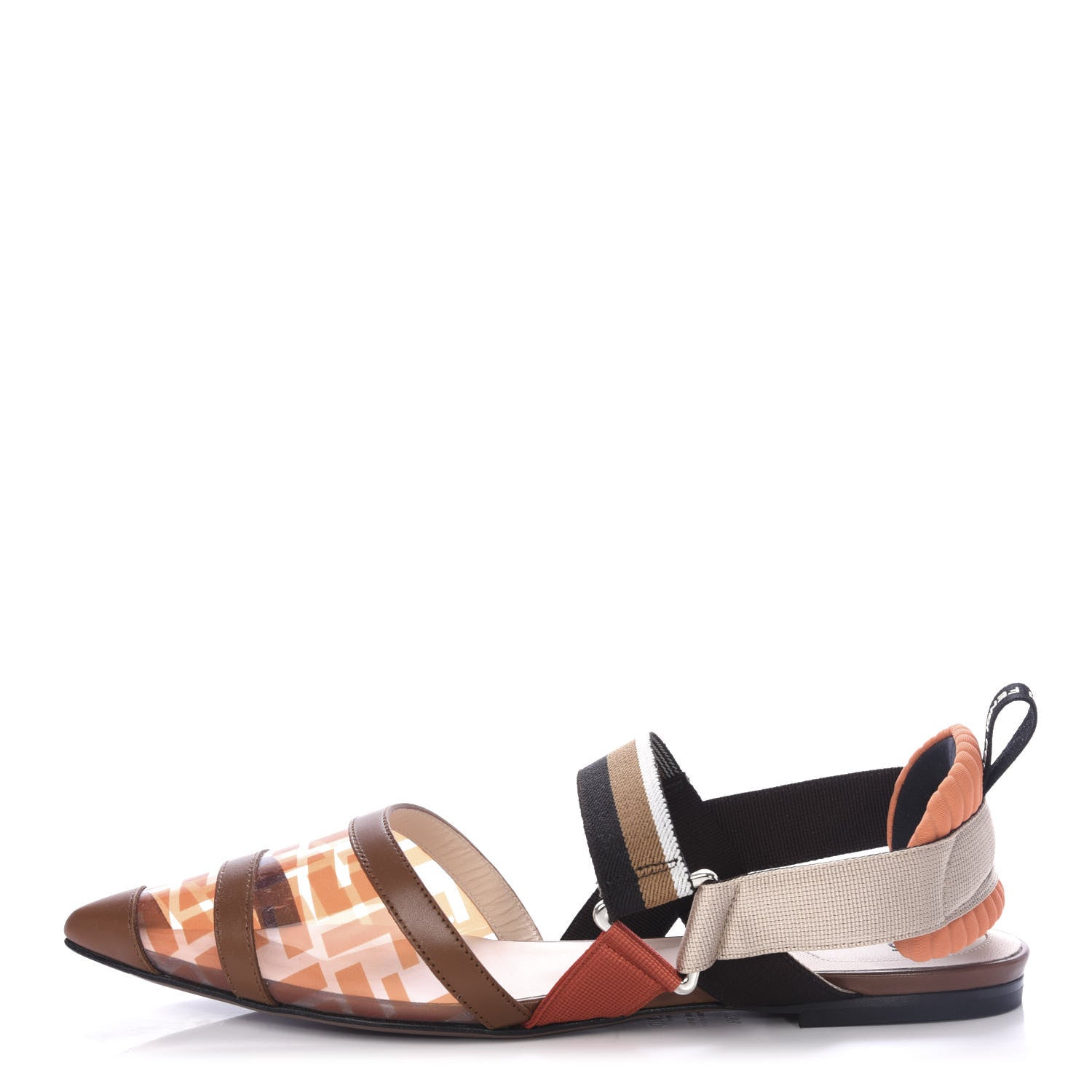 Fendi PVC Calfskin FF Colibri Slingback Ballerina Flats 39 Aranciata Cuoio 1 of 10