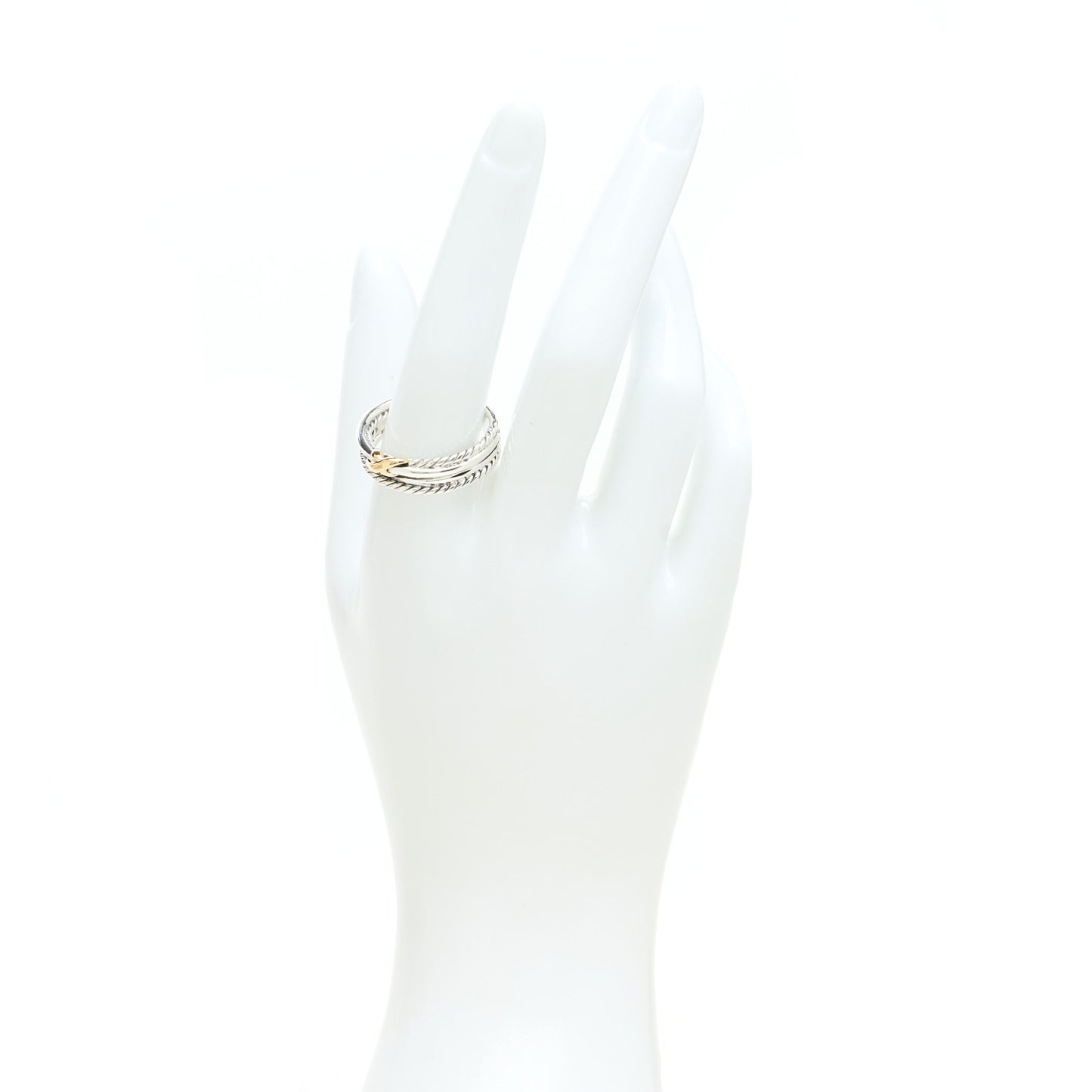 Sterling Silver 18K Yellow Gold 6mm X Crossover Ring 62 10