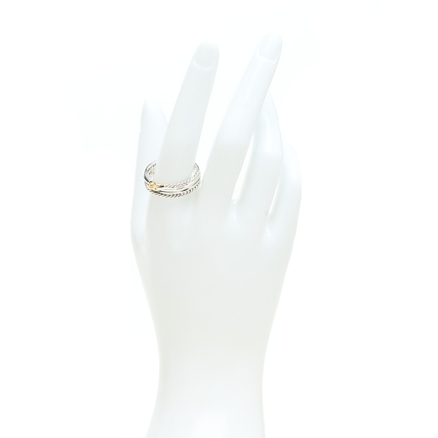 David Yurman Sterling Silver 18K Yellow Gold 6mm X Crossover Ring 62 10 2 of 4