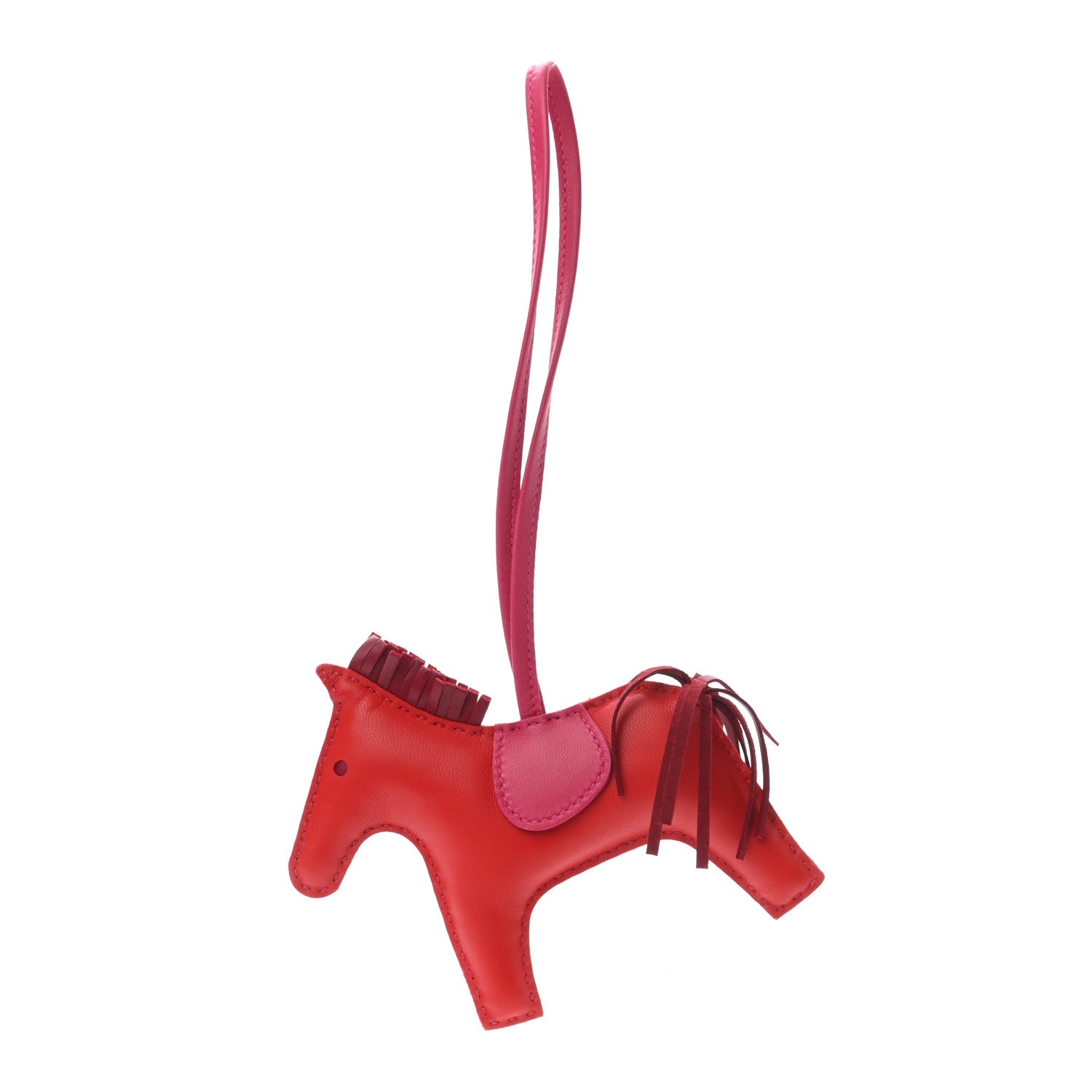 Hermes Milo Lambskin Grigri Rodeo Horse Bag Charm MM Rouge Indien Rubis Rose Mexico 1 of 4