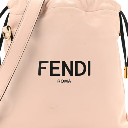 Fendi Soft Nappa Logo Small Drawstring Pouch Bag Rosa Quarzo Black 8 of 12