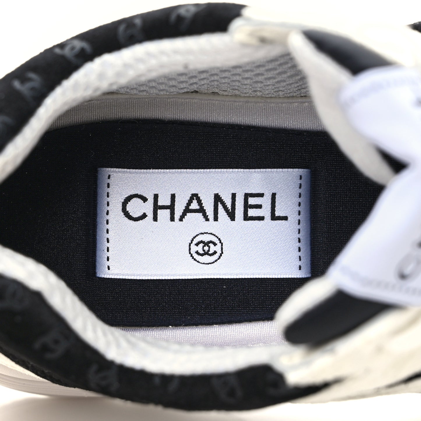 Nylon Suede Calfskin Printed CC Sneakers 36 White Black