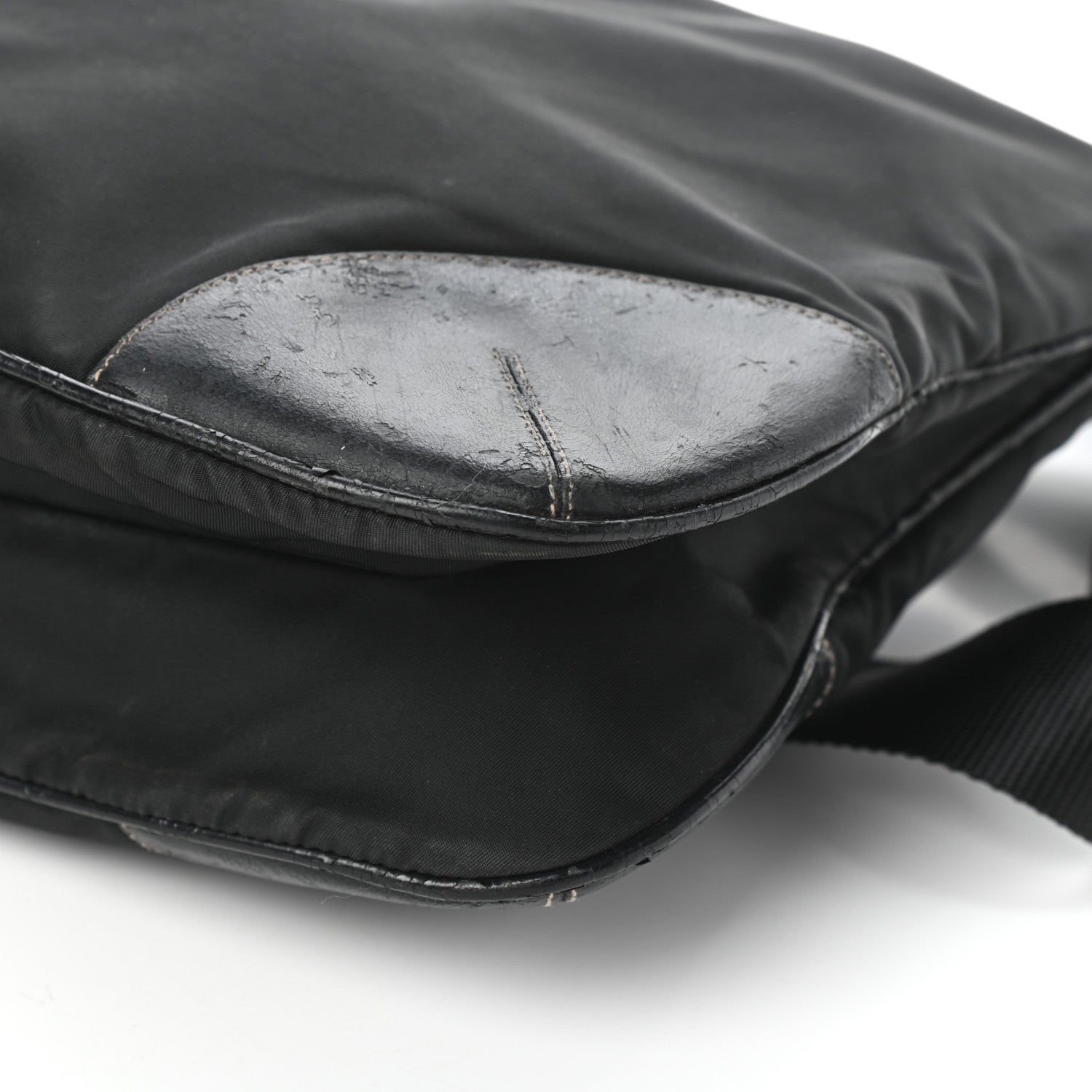 Prada Tessuto Nylon Calfskin Flat Messenger Bag Black 9 of 12