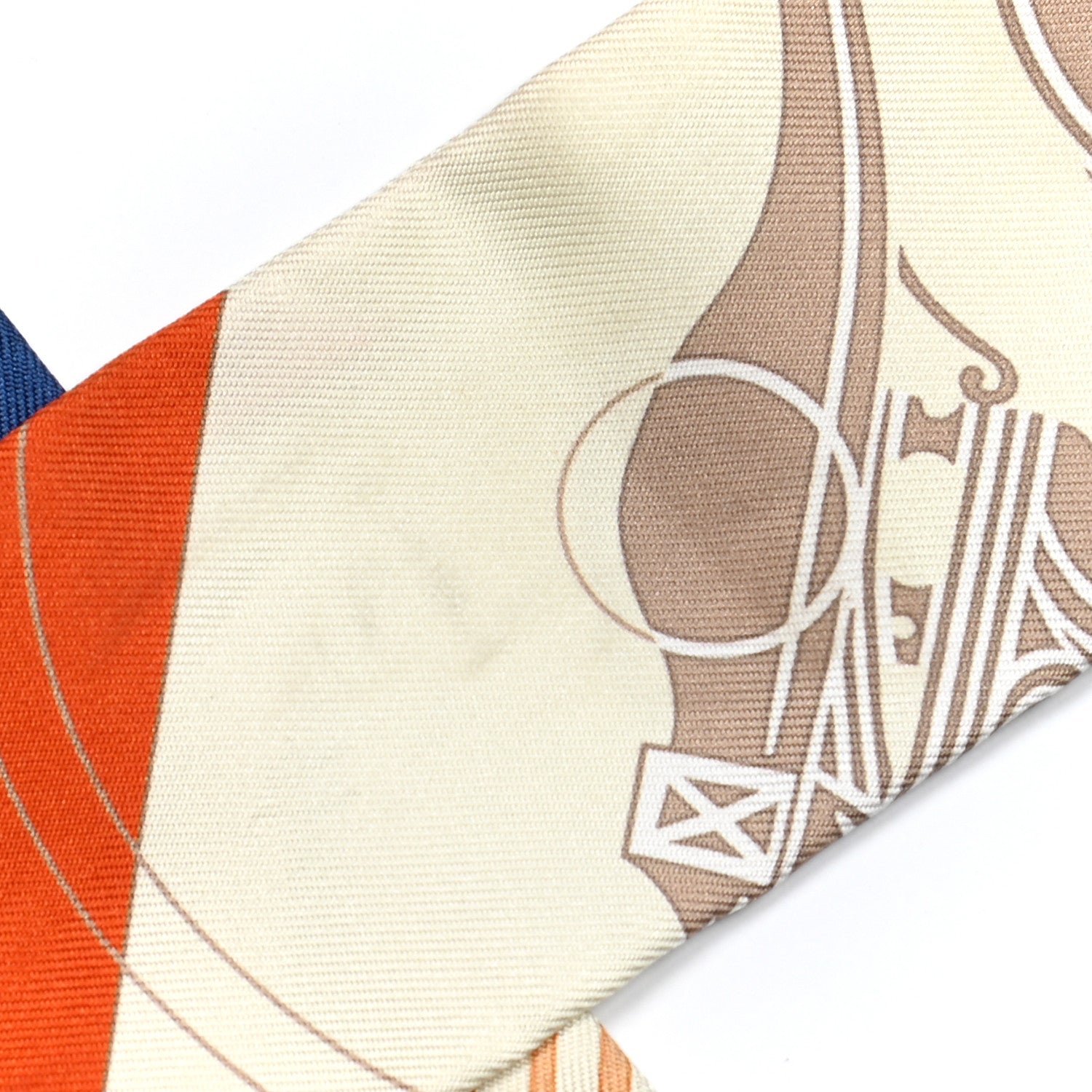 Hermes Silk Ex-Libris Twilly Creme Orange Beige 4 of 5