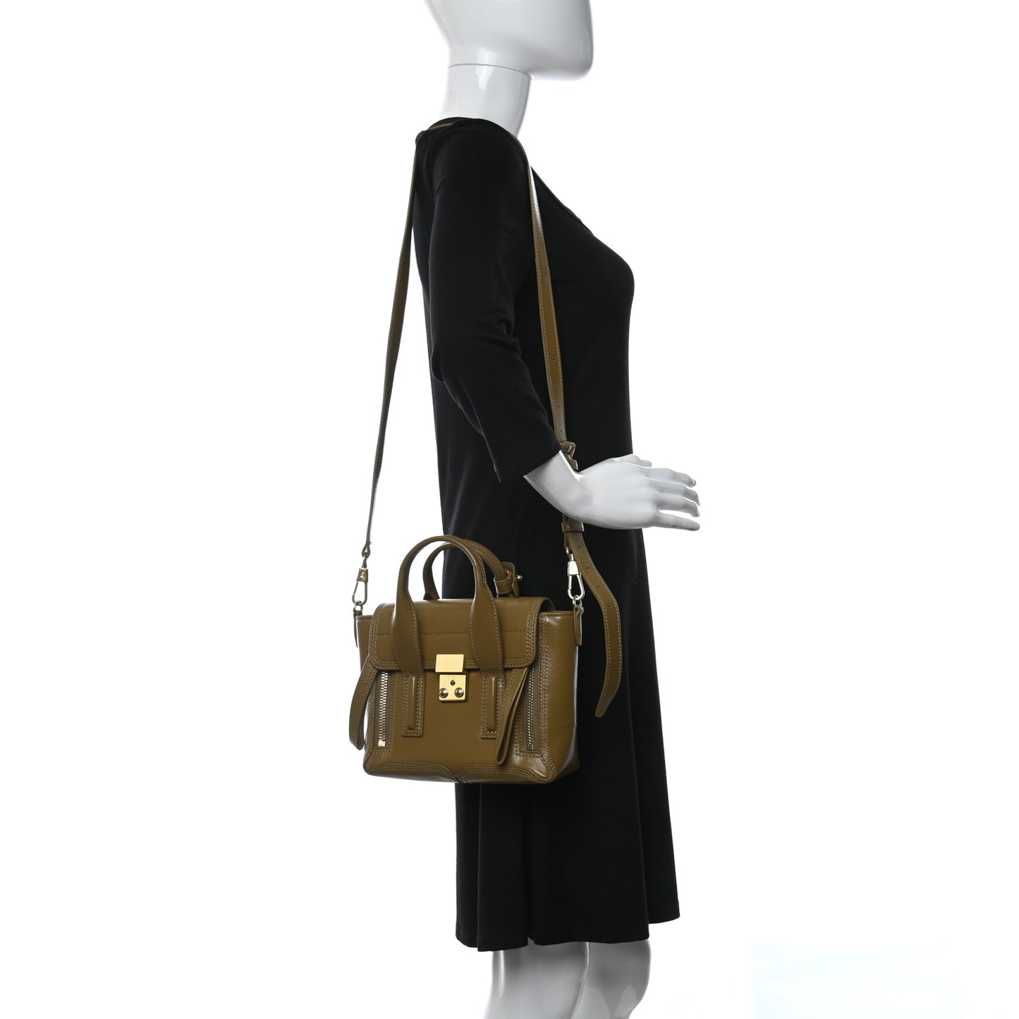 Textured Patent Mini Pashli Satchel Olive