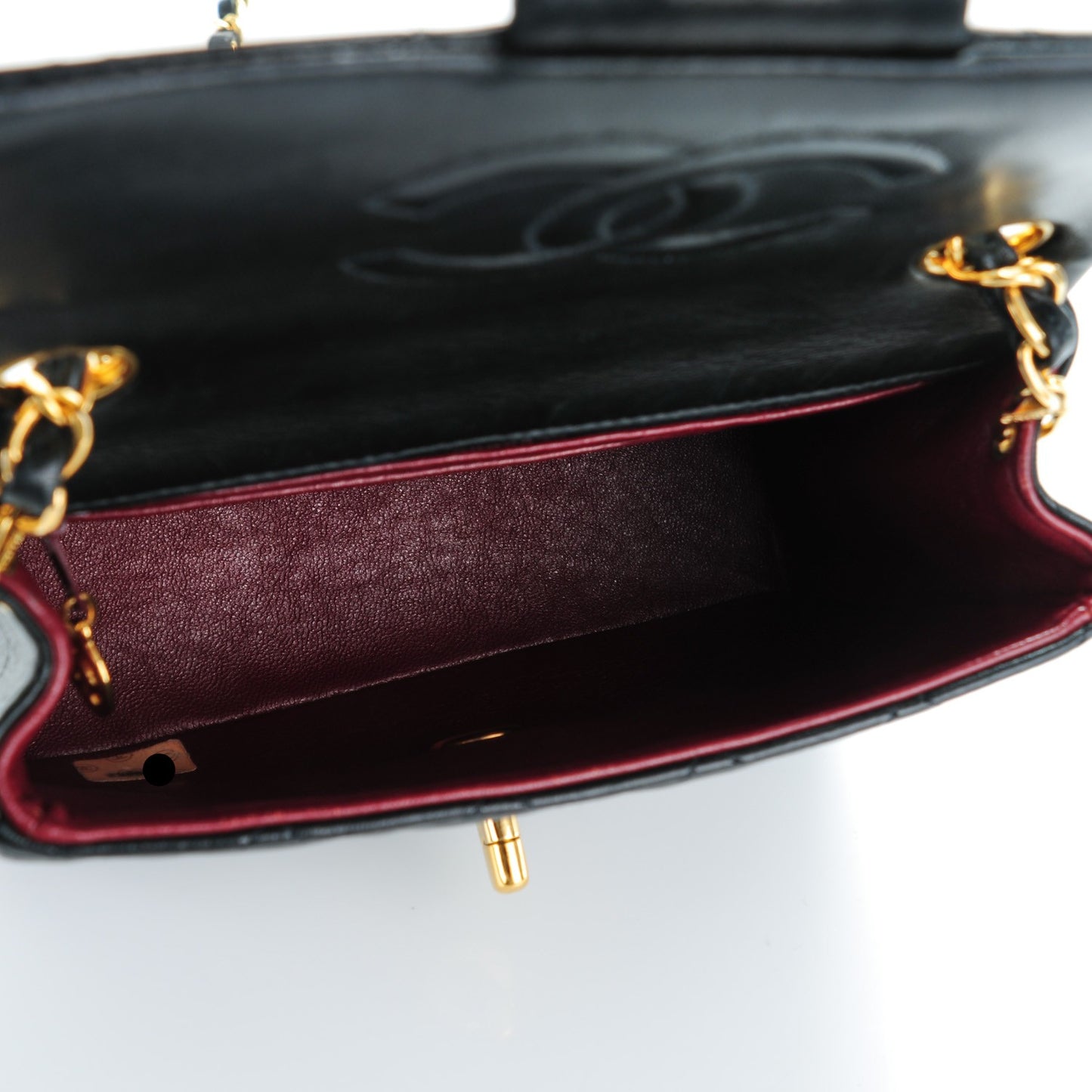 Lambskin Quilted Mini Square Flap Black