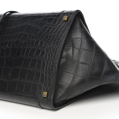 Celine Crocodile Embossed Calfskin Medium Phantom Luggage Black 7 of 9