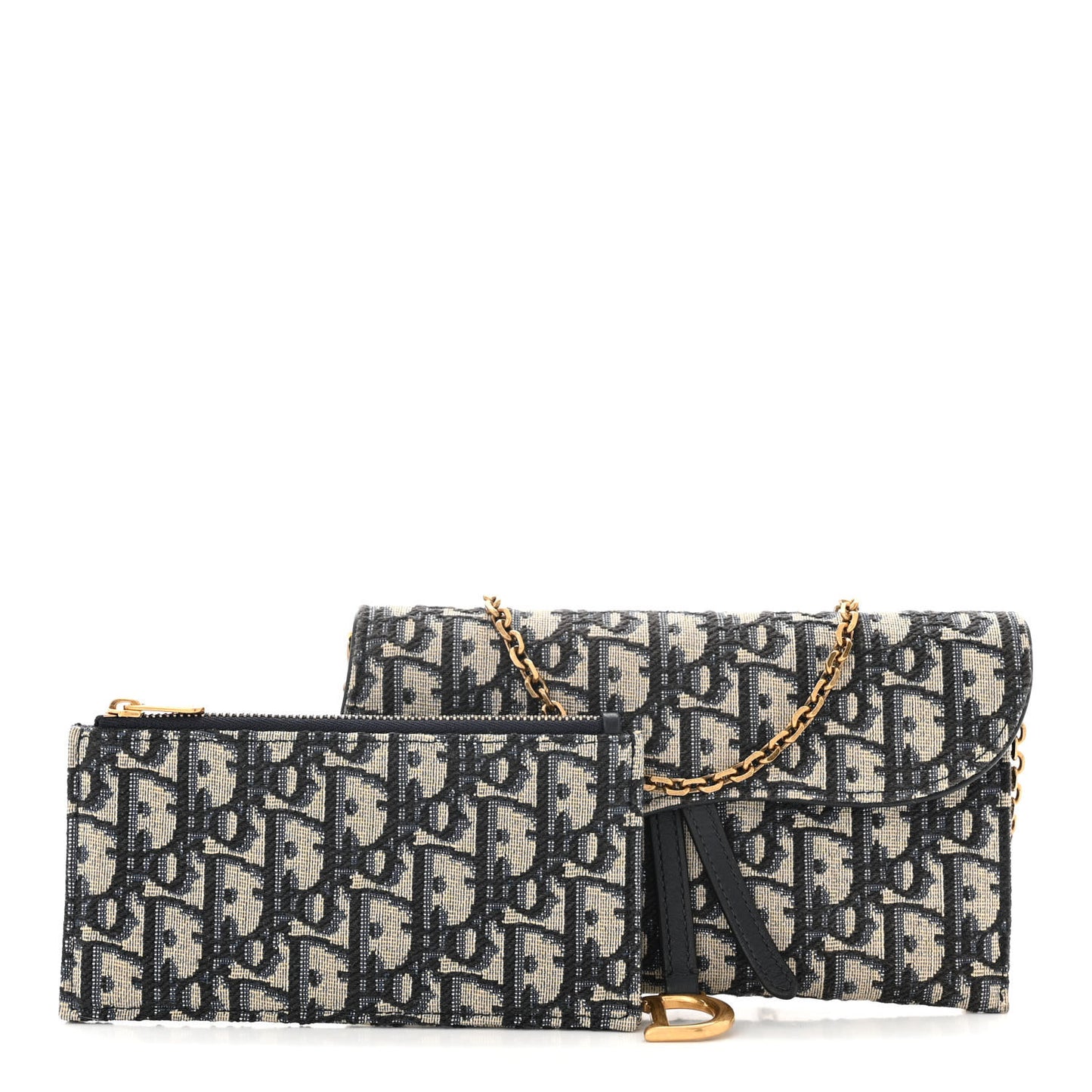 Oblique Saddle Chain Long Wallet Blue