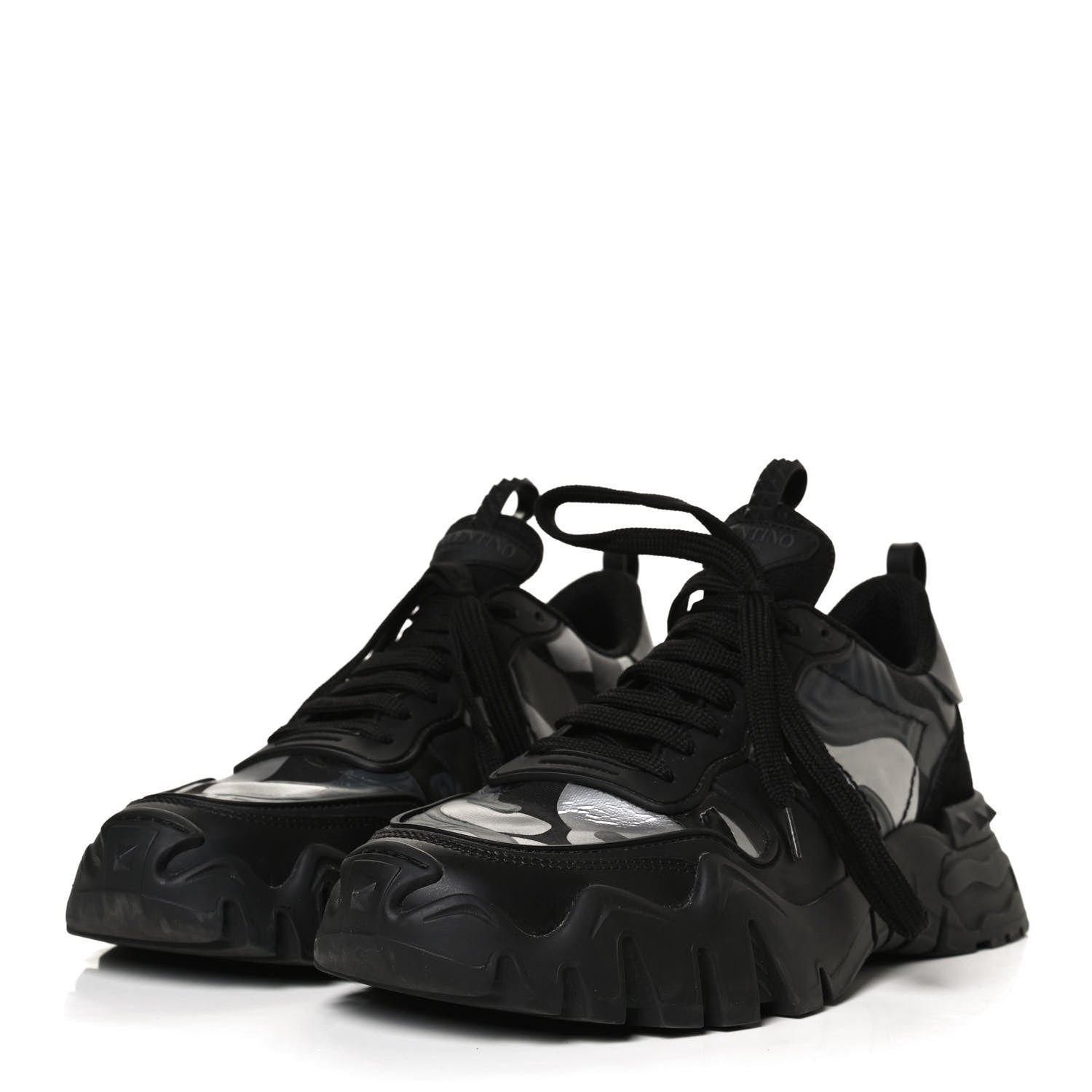 Valentino Garavani Nappa Suede Camouflage Womens Rockrunner Plus High Frequency Sneakers 41 Black 3 of 12
