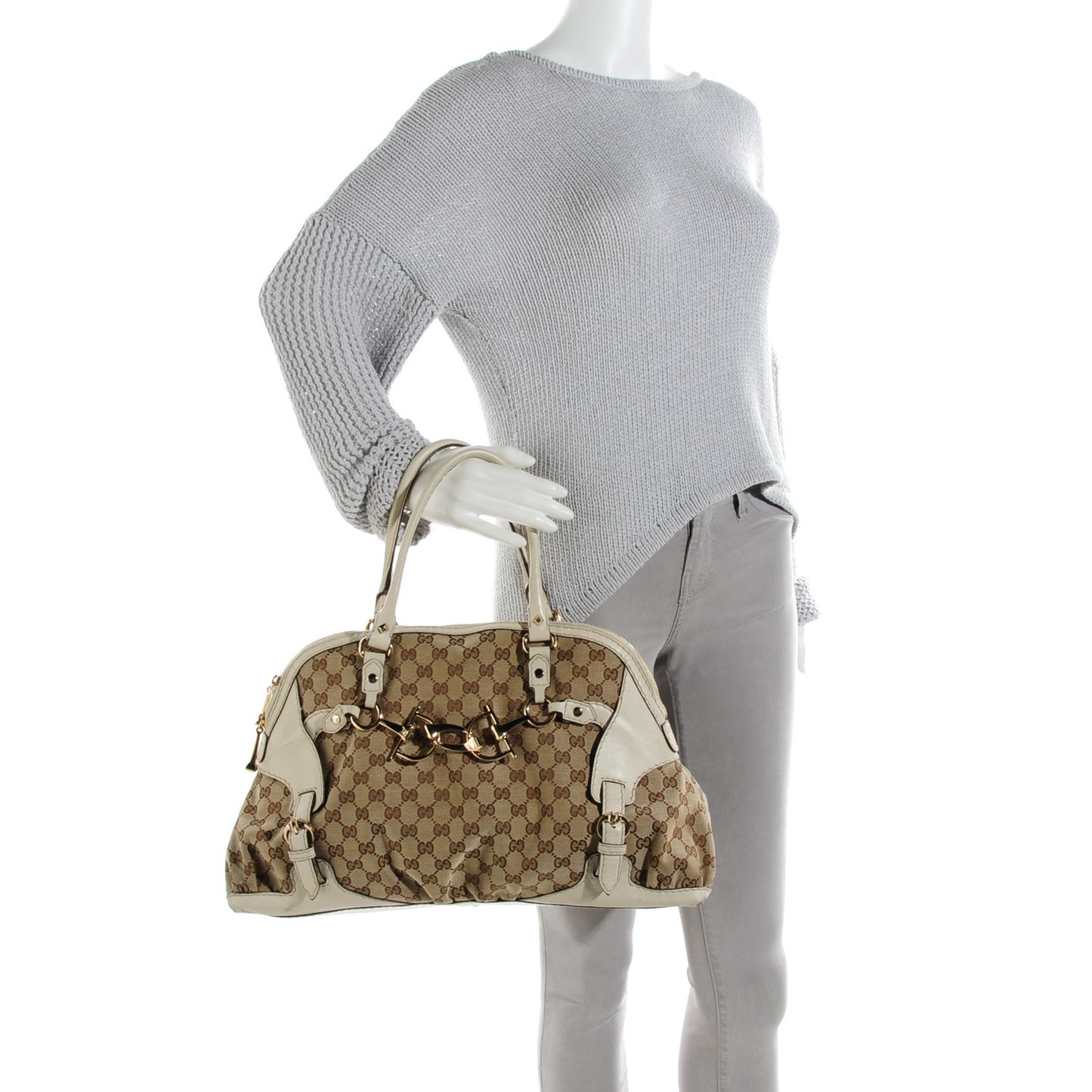 Monogram Medium Horsebit Nail Boston Off White