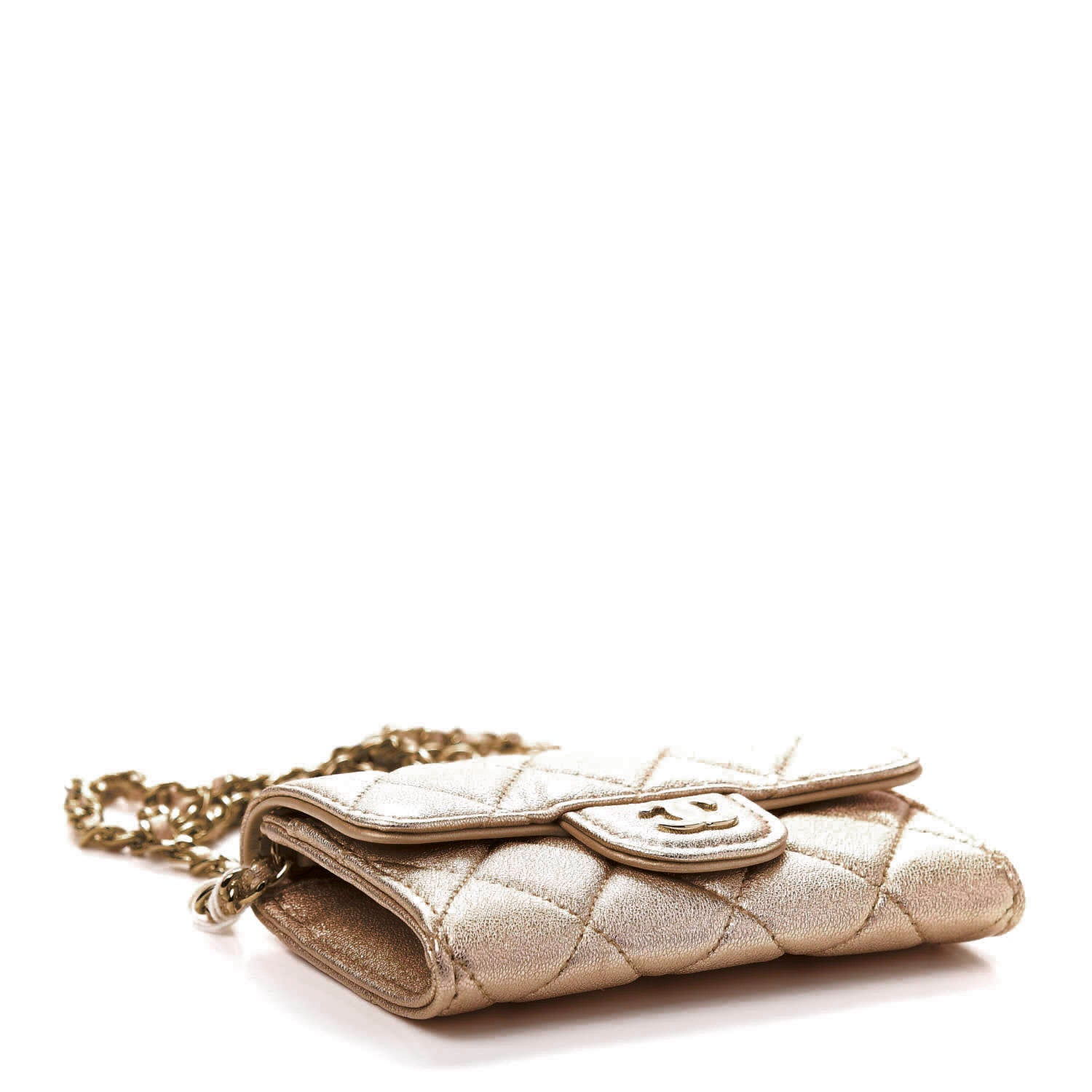 Chanel Metallic Lambskin Quilted Flap Chain Waist Bag Gold 4 of 12