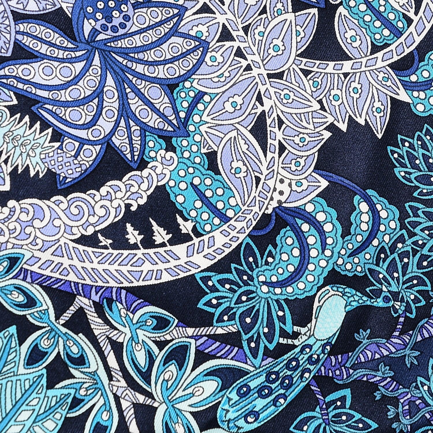 Hermes Silk Maitres de la Foret Scarf 90 Marine Lavande Turquoise 6 of 8