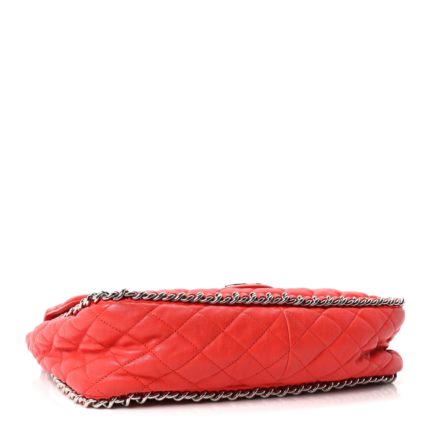 Washed Lambskin Quilted Maxi Chain Around Flap Red