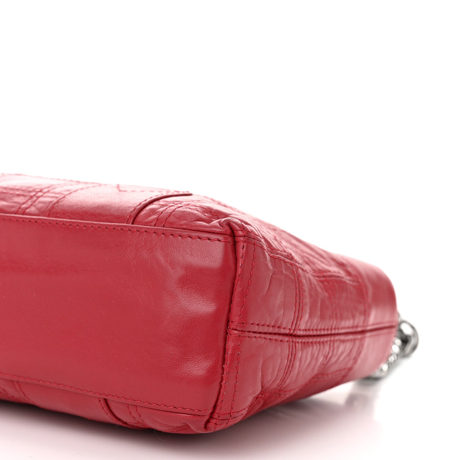 Chanel Lambskin Square Stitched Lax Shoulder Bag Red 10 of 10