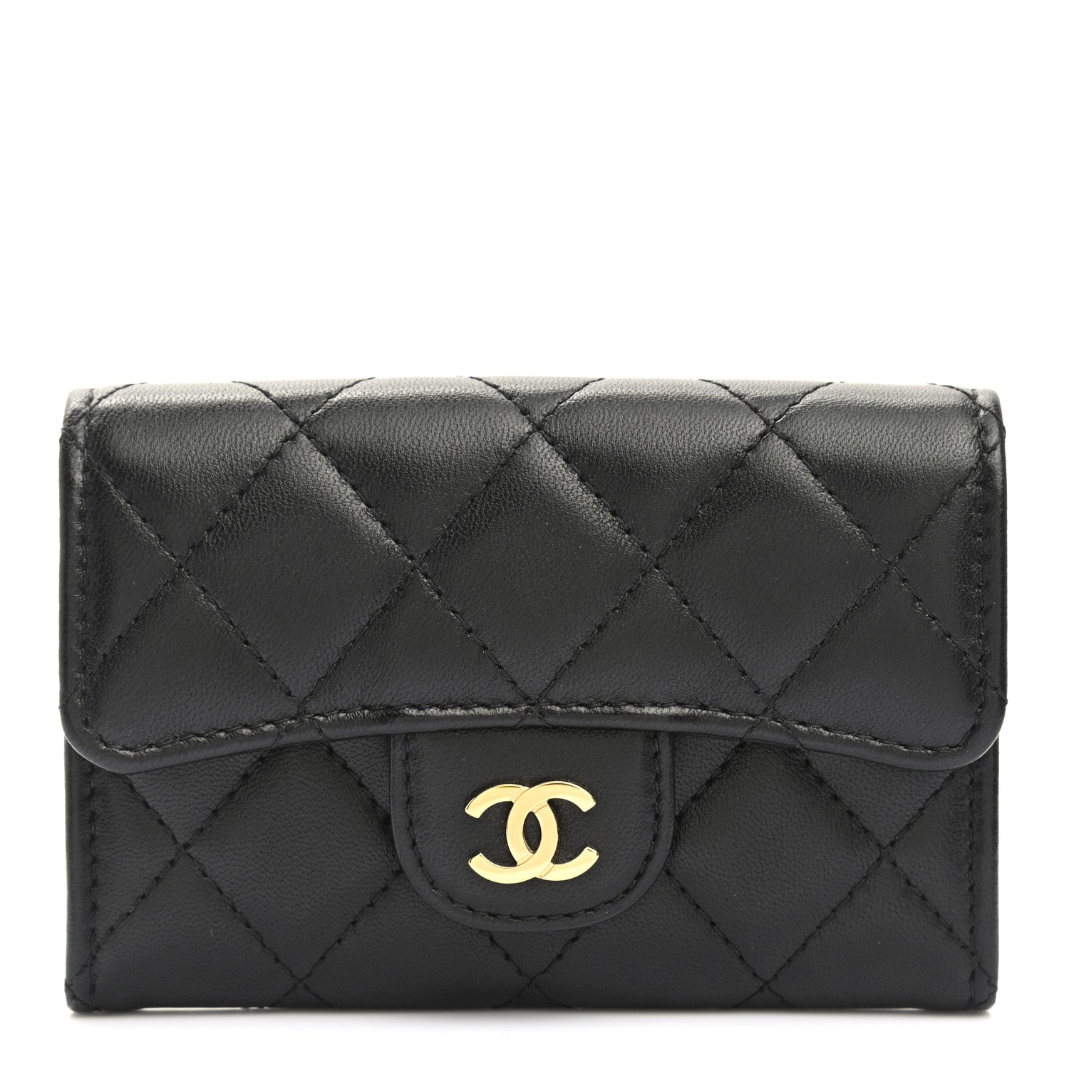 Chanel Lambskin Quilted Flap Card Holder Black 1 of 10