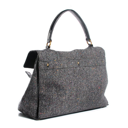 Saint Laurent Patent Tweed Large Muse Two Grey Black 3 of 7