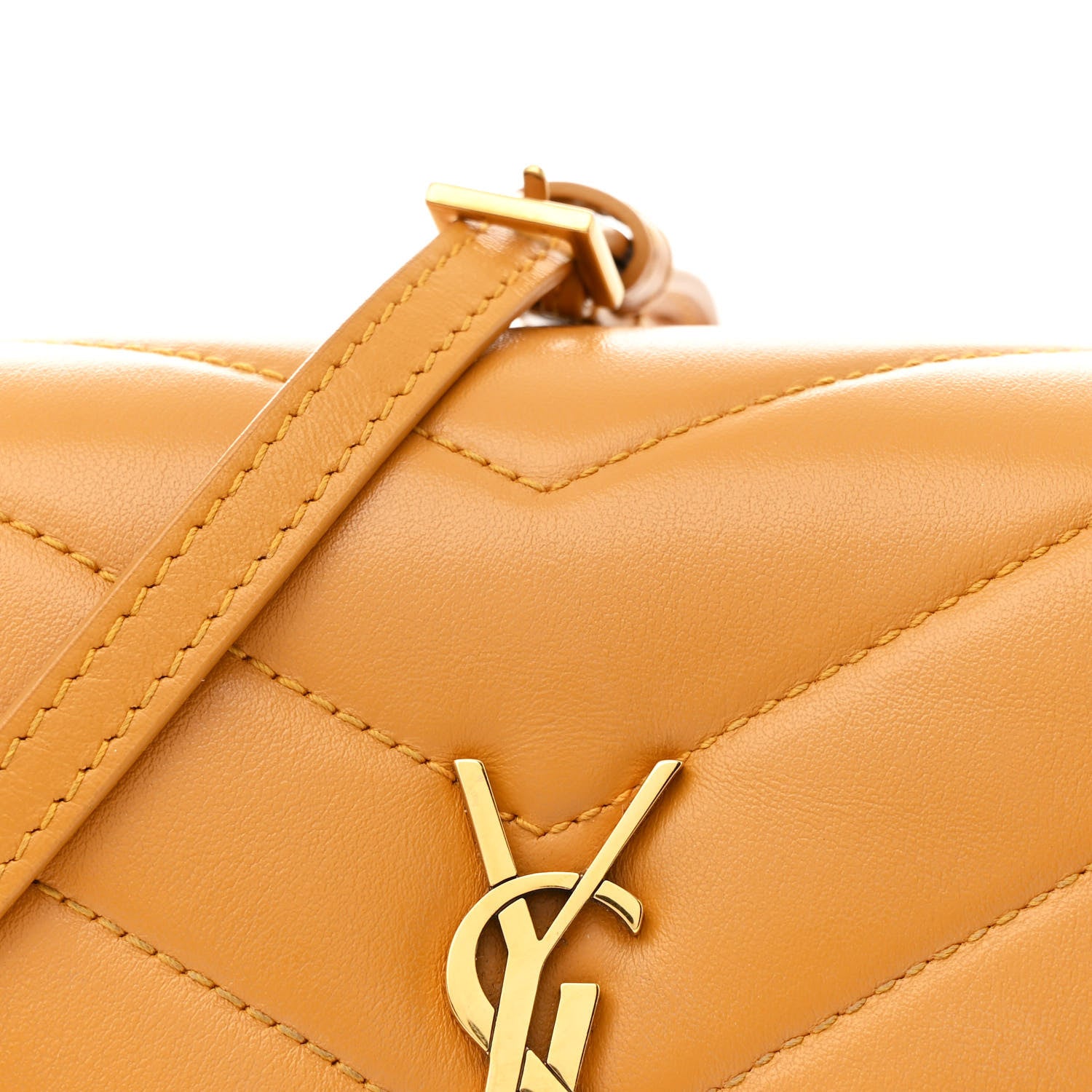 Saint Laurent Calfskin Y Quilted Monogram Toy Loulou Crossbody Bag Cheddar 9 of 12
